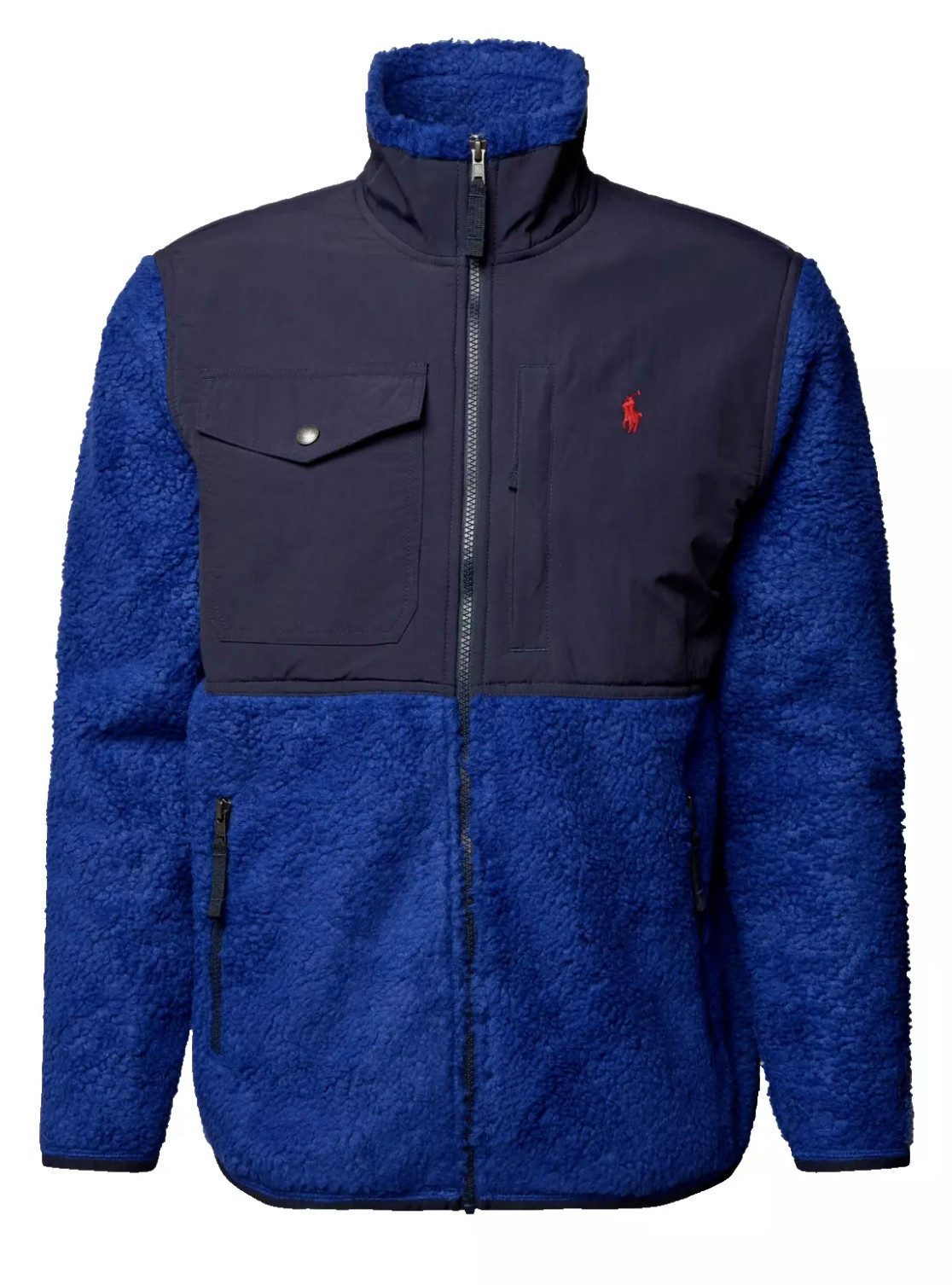 Polo Ralph Lauren Winterjacke Jacke Bonded Sherpa Hybrid Fleece Hunter Jacket Blouson Bomber Brusttasche Druckknopf, Teddyfell-Besatz, Zwei Fronttaschen