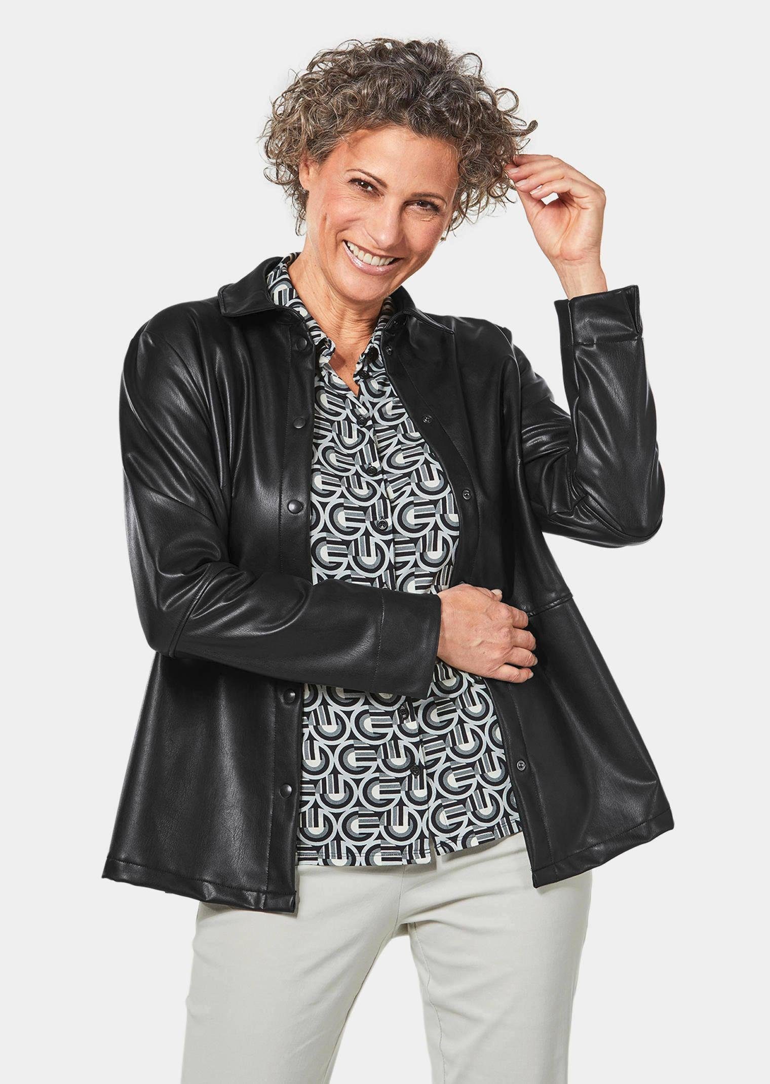 GOLDNER Blouson Kurzgröße: Lässige Blusenjacke in Lederoptik