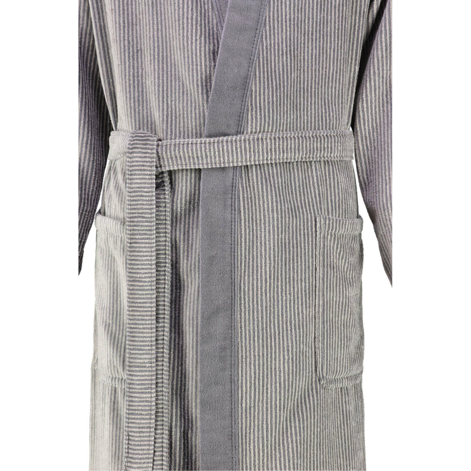 Cawö Kimono Walkvelours, Kimono-Kragen, 5840, Gürtel, Herrenbademantel Form Langform, Stein