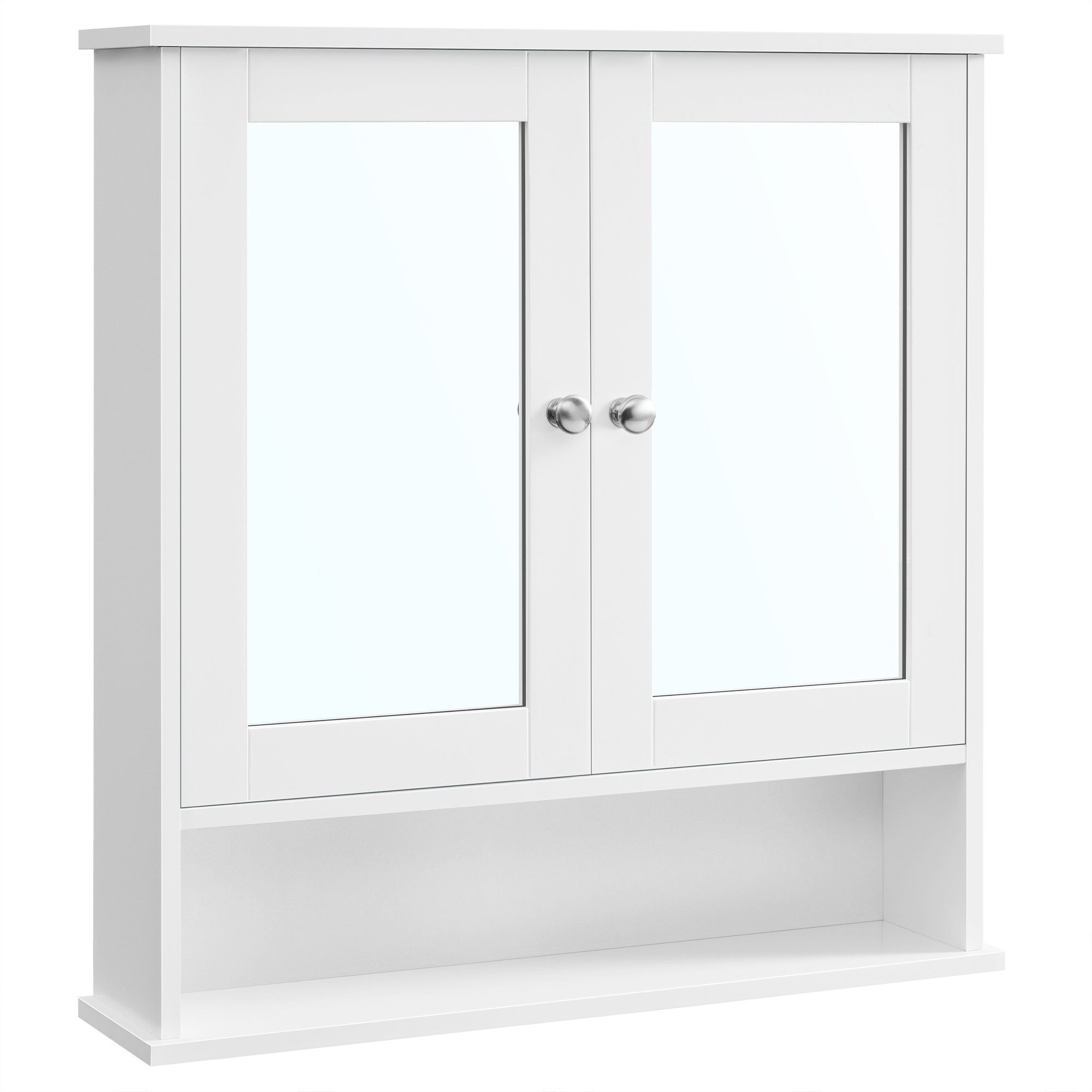 VASAGLE Spiegelschrank Badschrank Wandschrank Hängeschrank Breite 56.5-65cm, verstellbare Ablage