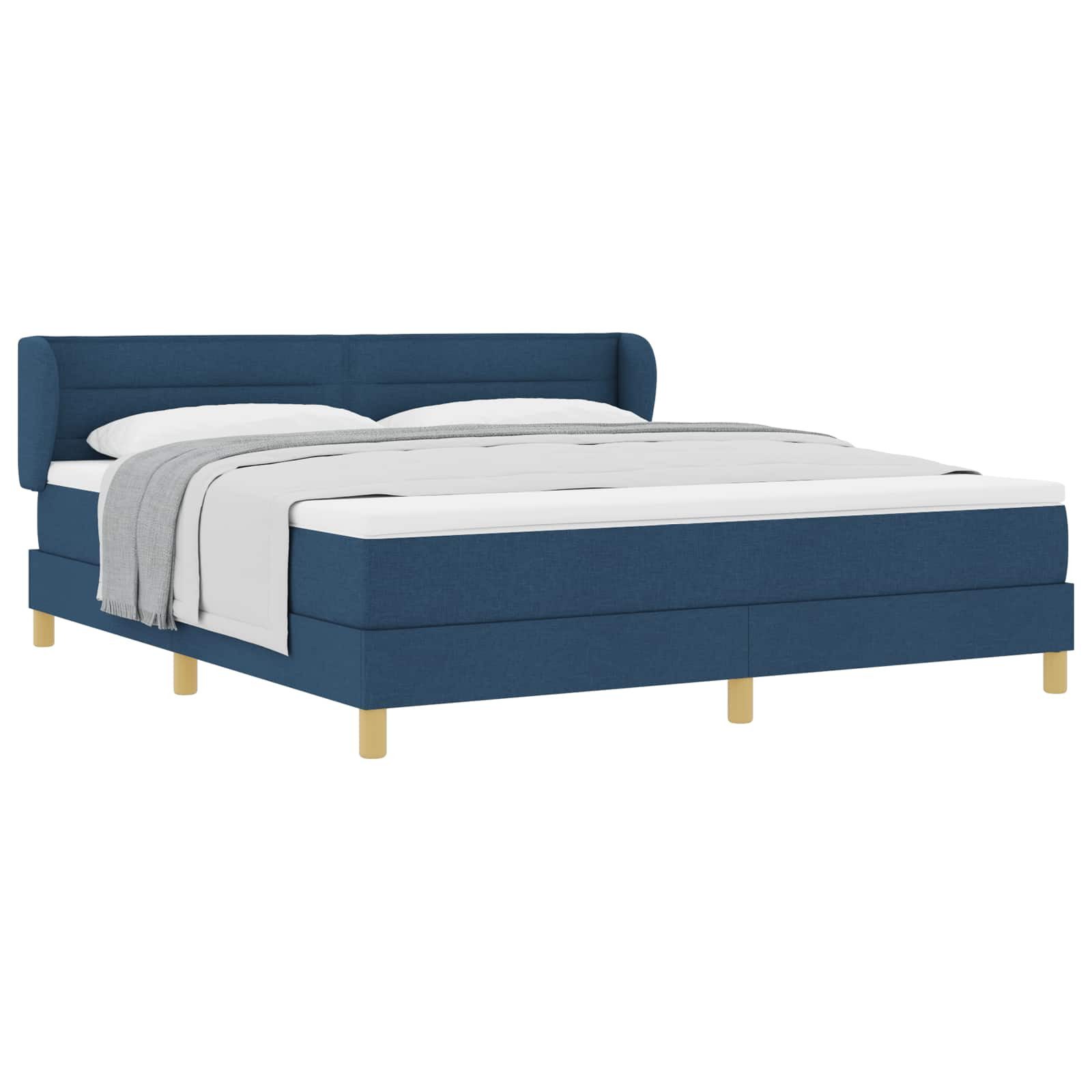 Bett Boxspringbett mit Matratze mit Kopfteil Blau 180 x 200 cm Stoff