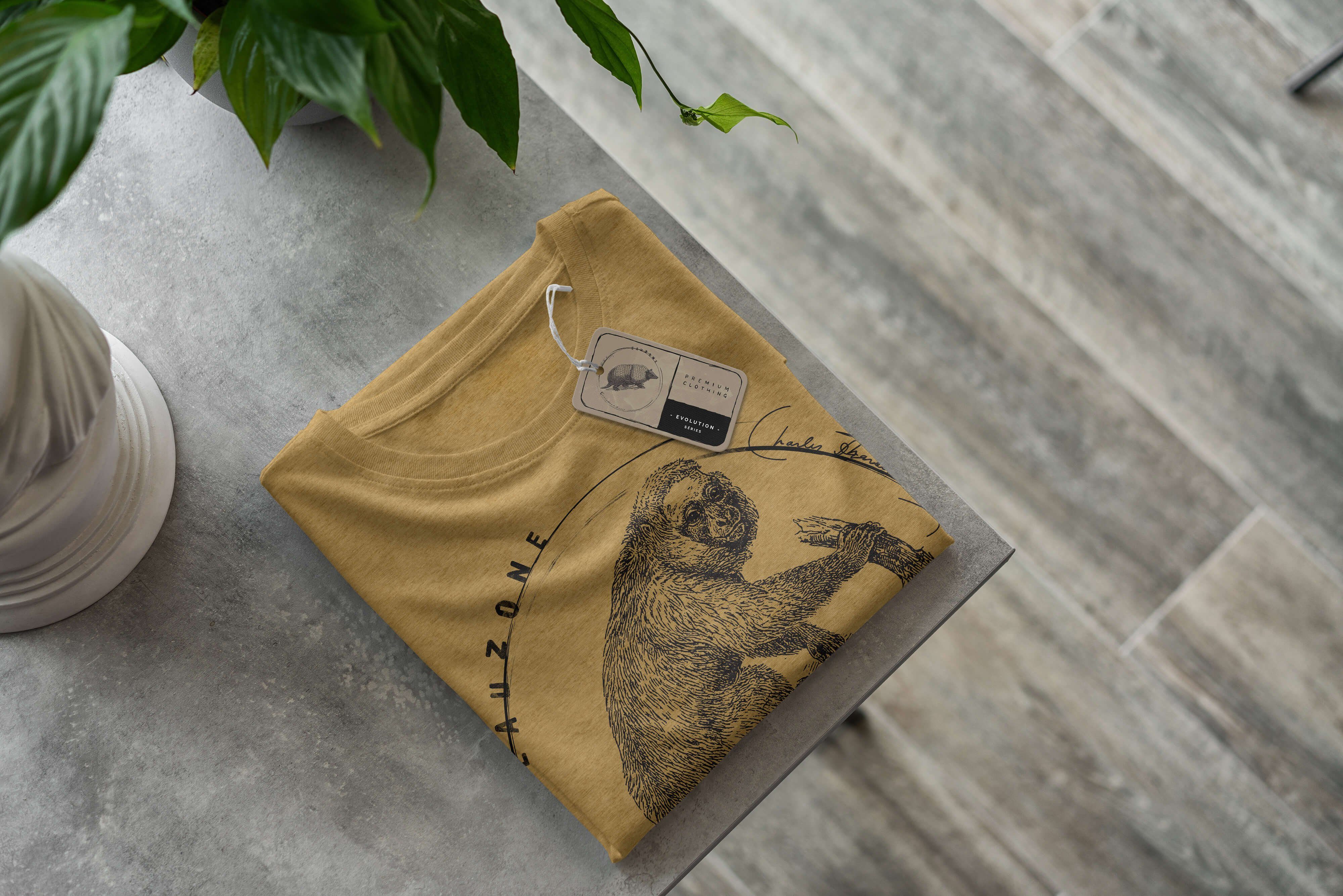 Sinus Art T-Shirt Antique Evolution Kahlkopf-Saki Gold Herren T-Shirt