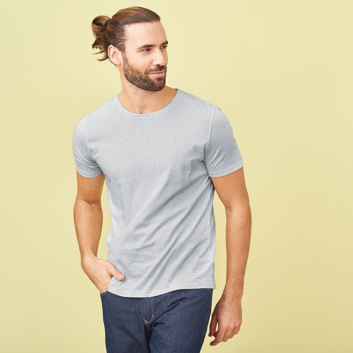 LIVING CRAFTS T-Shirt FABIAN Hochwertige T-Shirts aus feinem Single Jersey Stone Grey