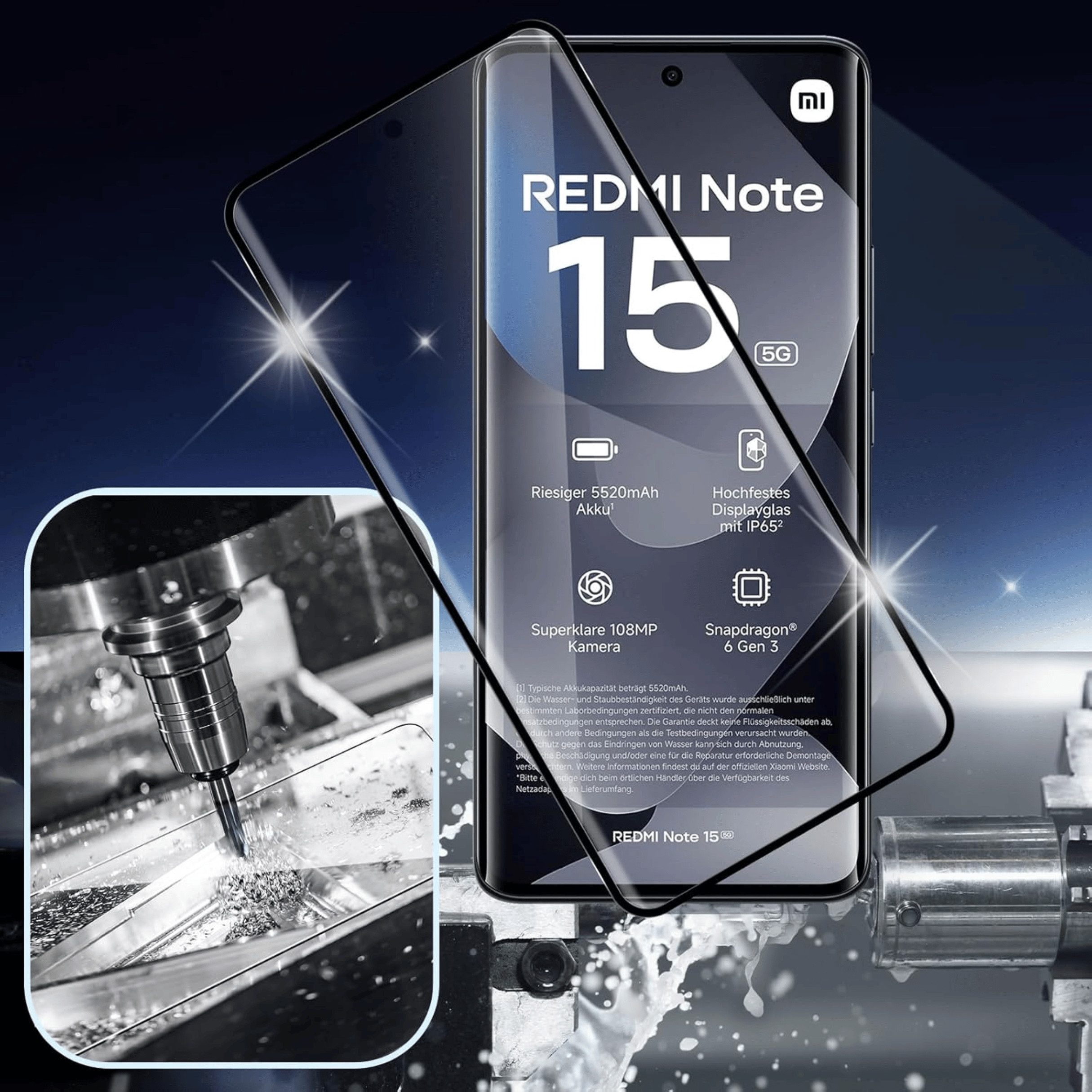 SmartUP Displayschutzglas 2X Schutzglas für Xiaomi Redmi Note 15 Display Panzerfolie Full Screen für Xiaomi Redmi Note 15, 2 Stück, Rundumschutz, passgenaue Ver – Bild 5 von 5