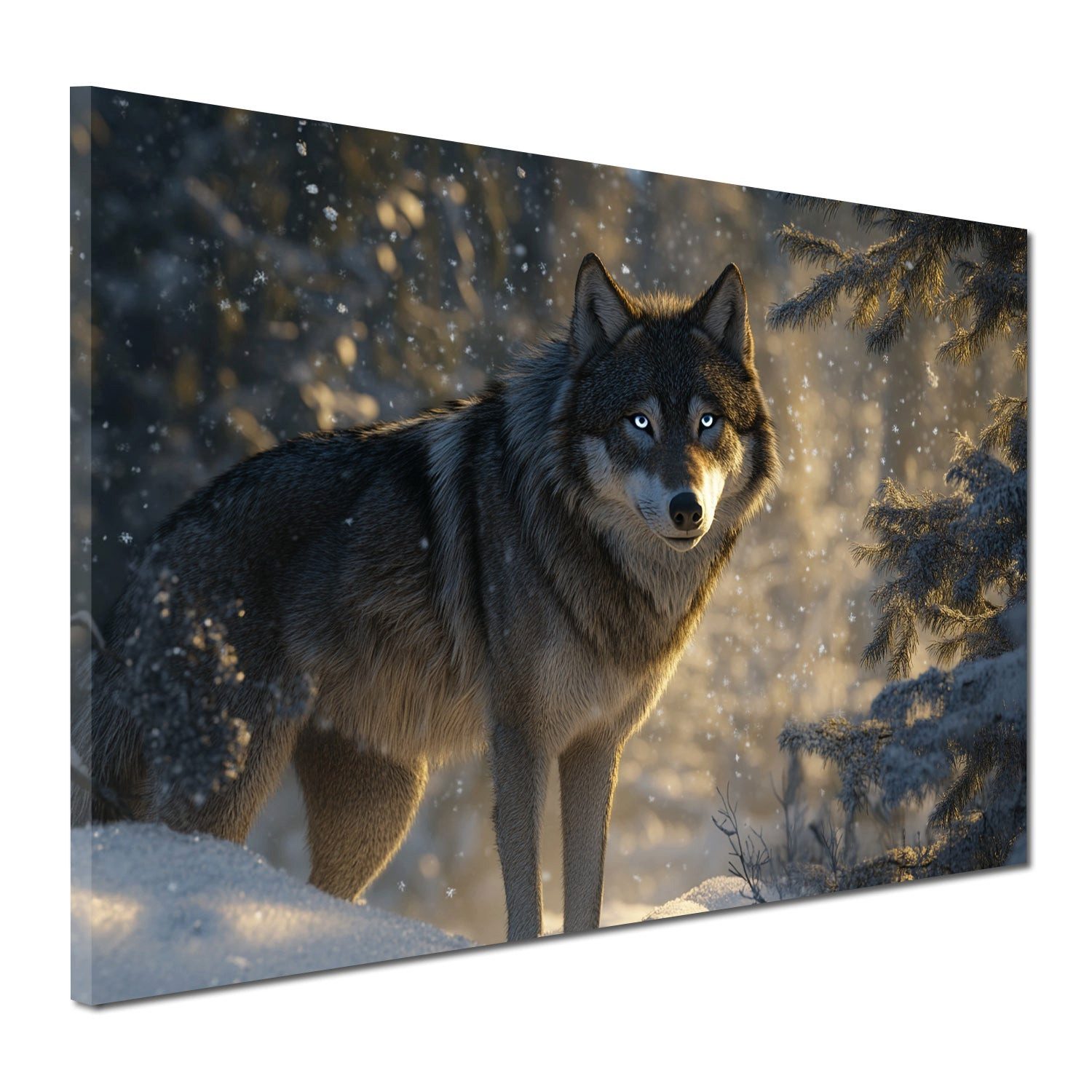 Artedinoi Leinwandbild Einsamer Wolf im Schnee Wandbild Leinwandbild Kunstdruck XL Wanddeko, Einsamer Wolf im Schnee