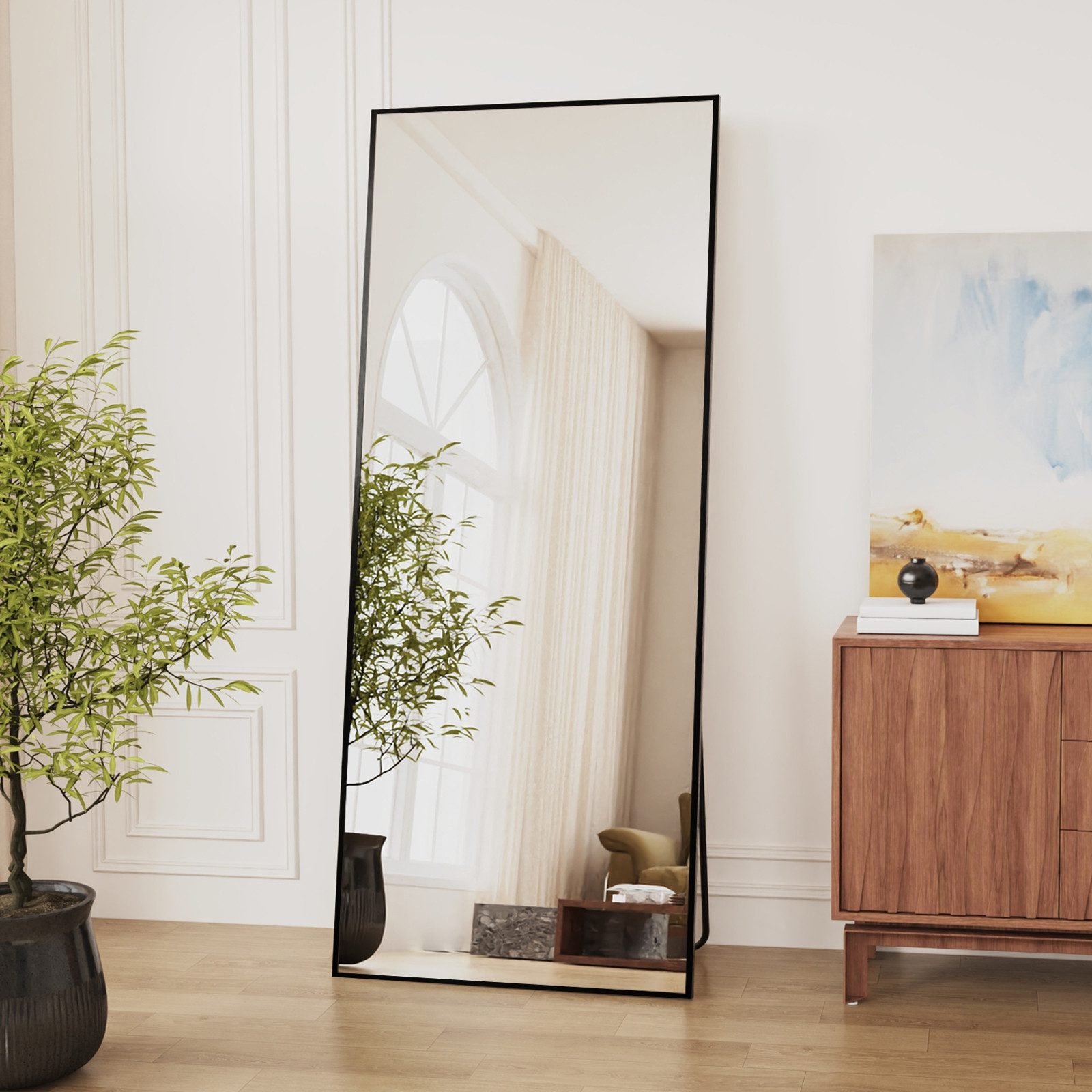 Teravin Ganzkörperspiegel Standspiegel, Großer Wandspiegel, Rahmen aus Aluminiumlegierung, mit Rahmen,Hartglas,161x52cm/171x76cm/180x75cm Spiegel für Flur