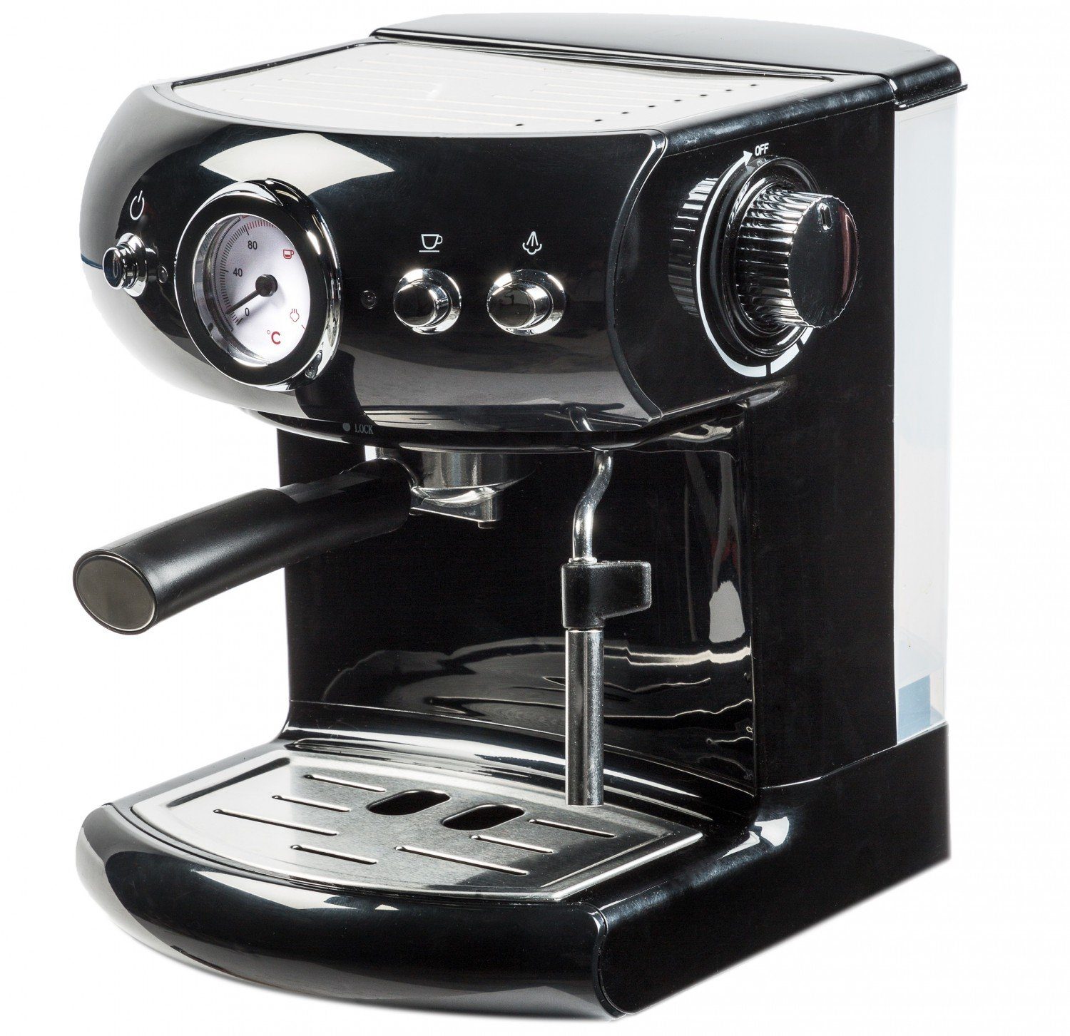 Acopino Espressomaschine Palermo, Kompakte, unkomplizierte Espressomaschine, Manometer
