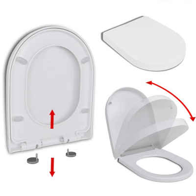 vidaXL WC-Sitz »Toilettensitz mit Absenkautomatik und Quick-Release Weiß Eckig« (1-St)
