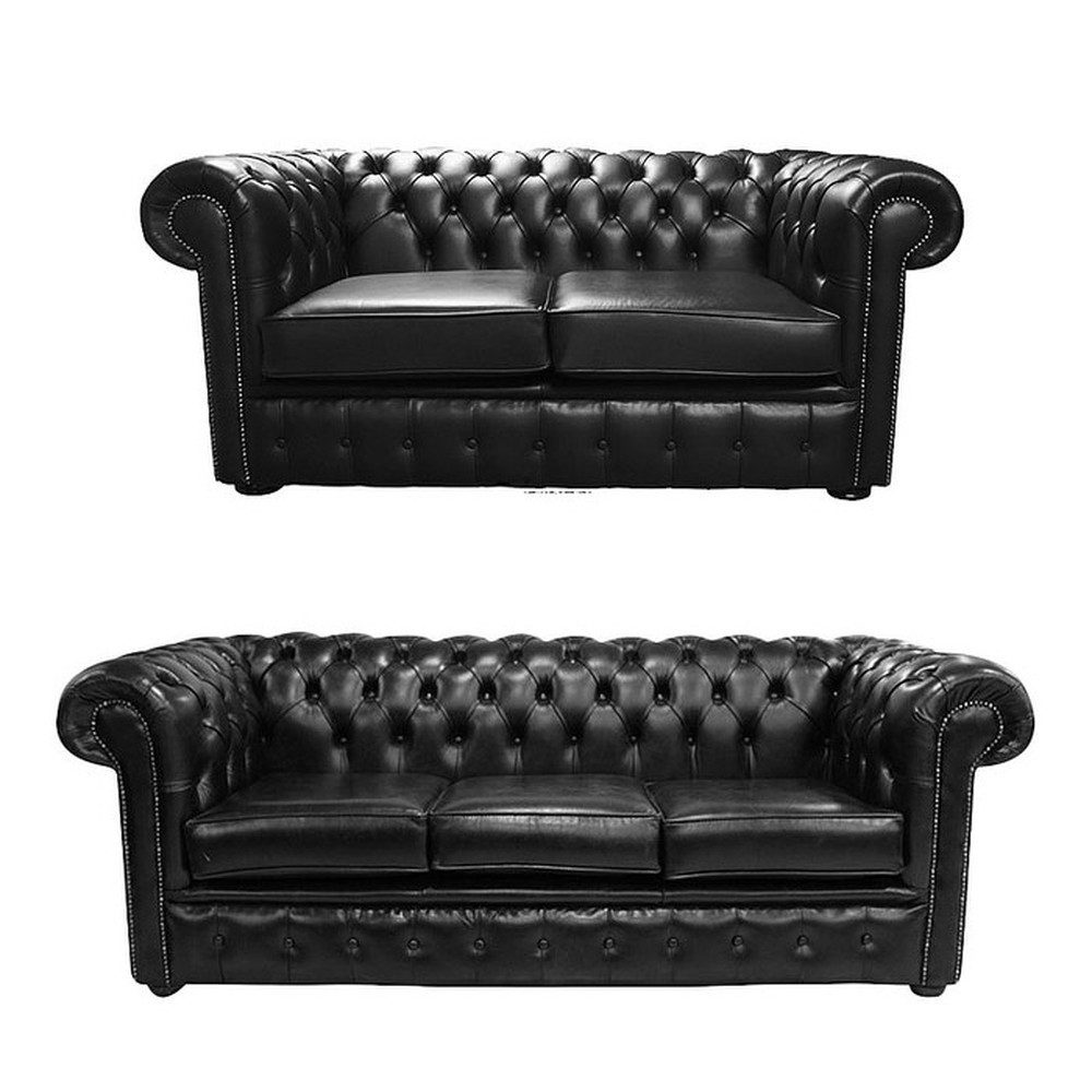 JVmoebel Polstergarnitur Chesterfield Sofa in Grau mit elegantem Design, (2-tlg., Sofa 3-Sitzer + 2-Sitzer), Made in Europa