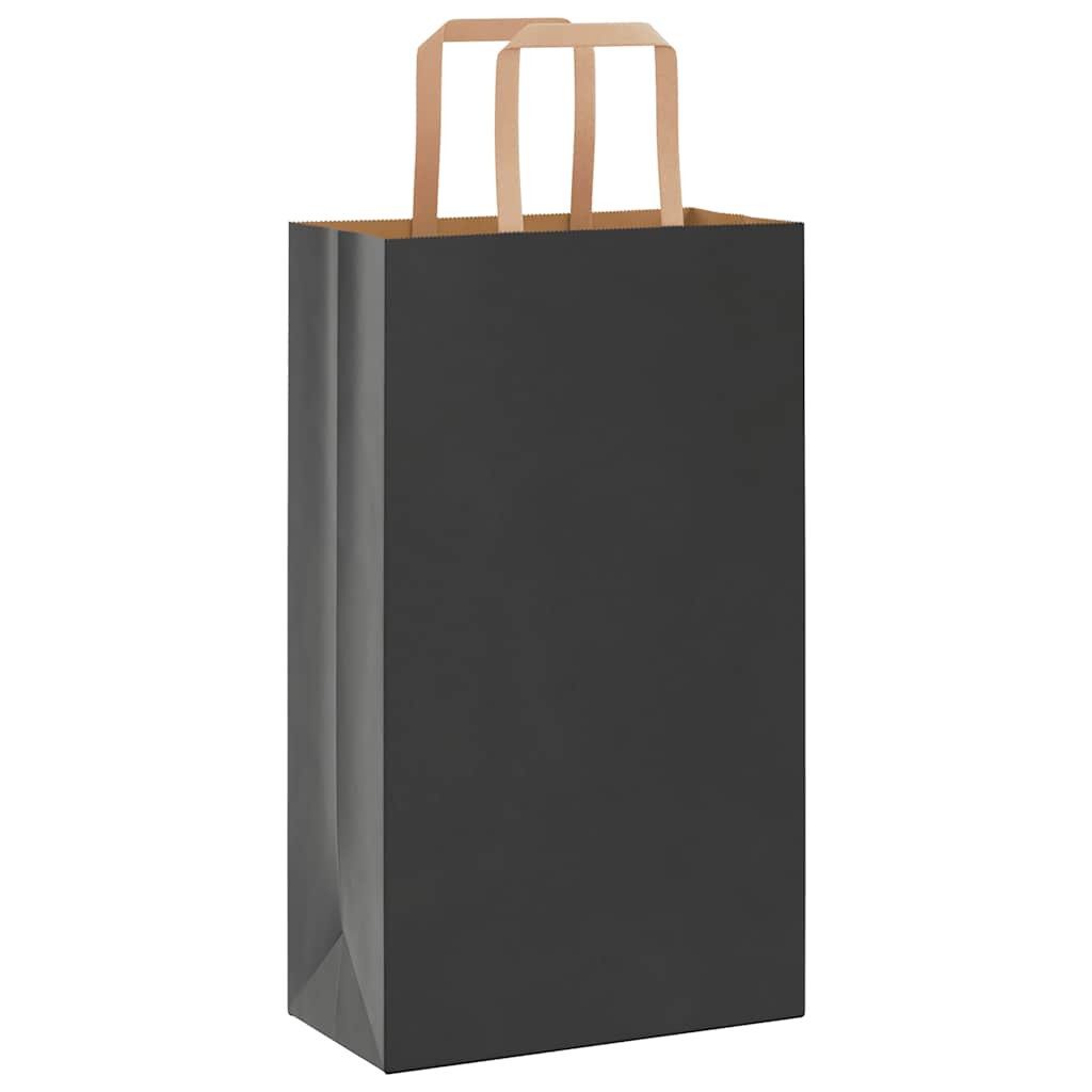 vidaXL Tragetasche Papiertragetaschen 250 Stk. mit Henkeln Schwarz 21x11x36 cm (250-tlg)
