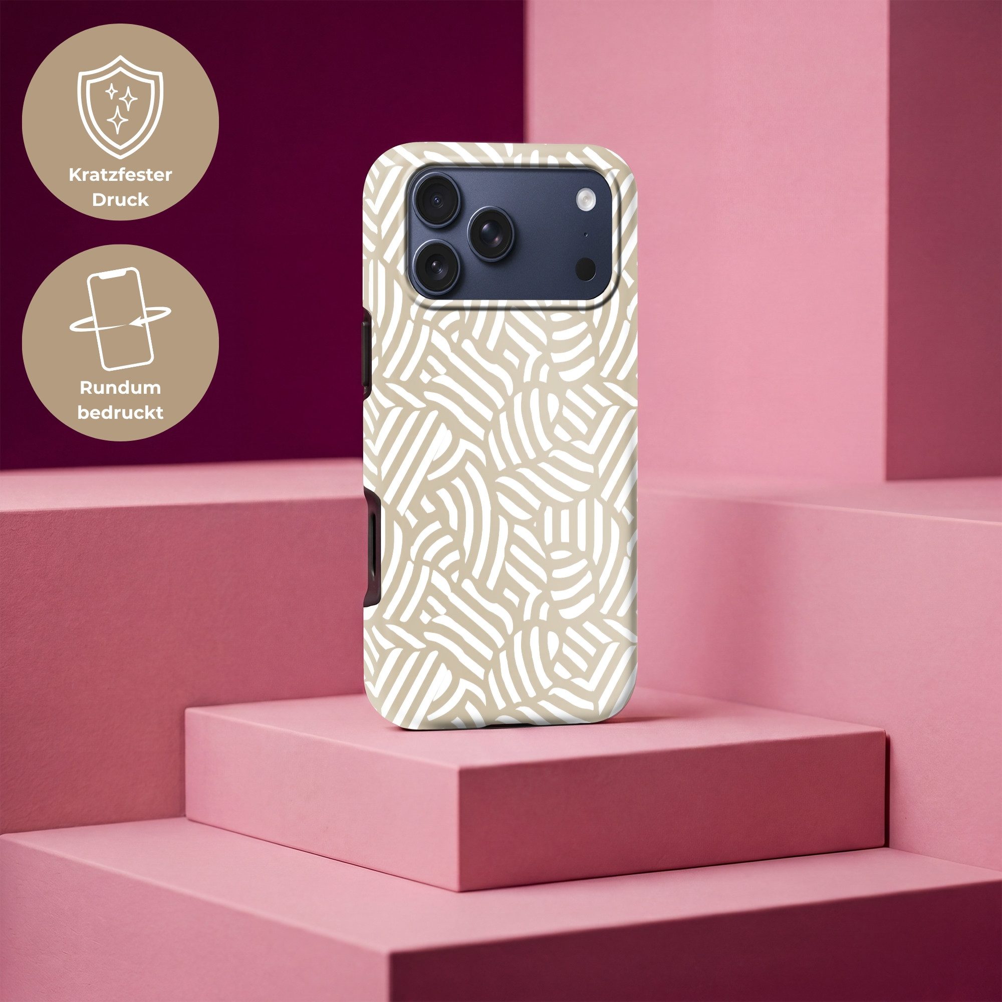 OnlyWow Handyhülle Magsafe für Apple iPhone 17 Pro Max Abstrakt - Modern - Beige, Phone Case, Hardcase, Stoßfest, Schutzhülle