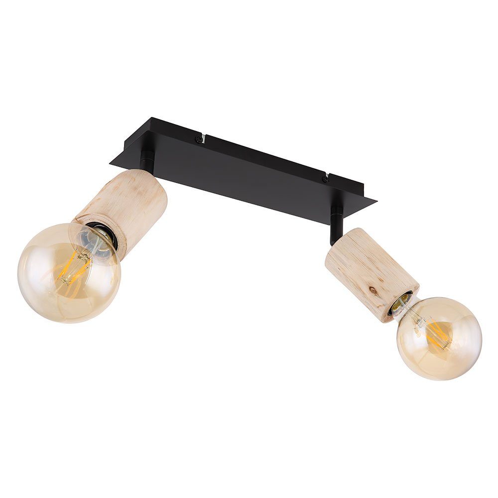 etc-shop LED Deckenspot, Leuchtmittel nicht Holz inklusive, schwarz L Deckenlampe beweglich Wohnzimmerlampe natur Spotleuchte