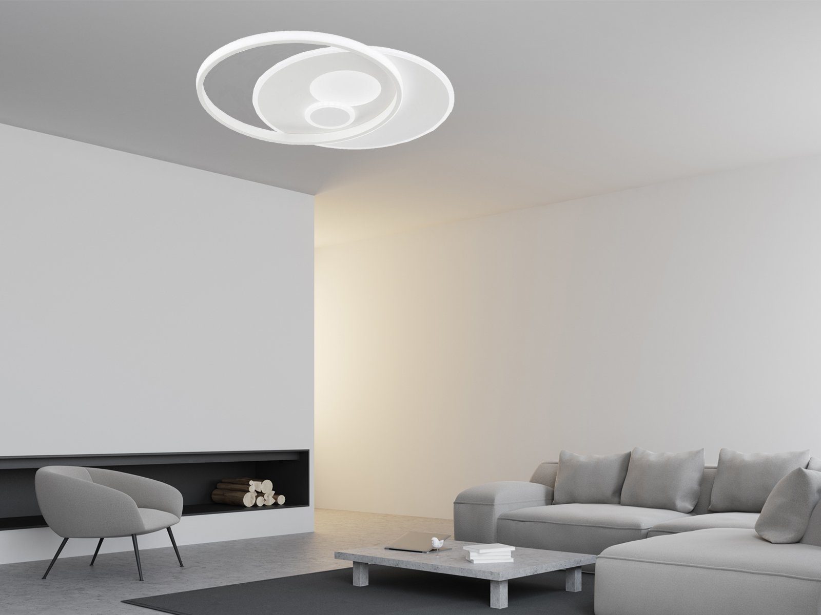 WOFI LED Deckenleuchte, Dimmer, Breite Kücheninsel integriert, flach, - Warmweiß 52cm dimmbar, Kaltweiß, LED Deckenbeleuchtung fest Weiß, Lampe
