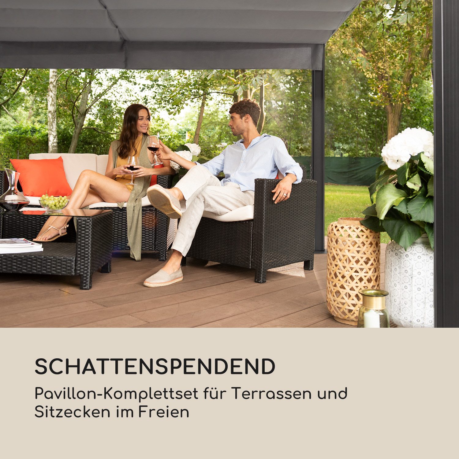 blumfeldt Pavillon Pantheon Cortina, (Set), Pergola Terrassenüberdachung Grillpavillon Gartenpavillon Sonnenschutz