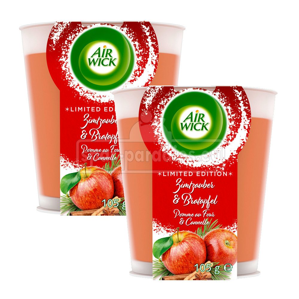 Air Wick Duftkerze Air Wick Wohlfühl-Duftkerzen Zimtzauber & Bratapfel, 2x 105 g