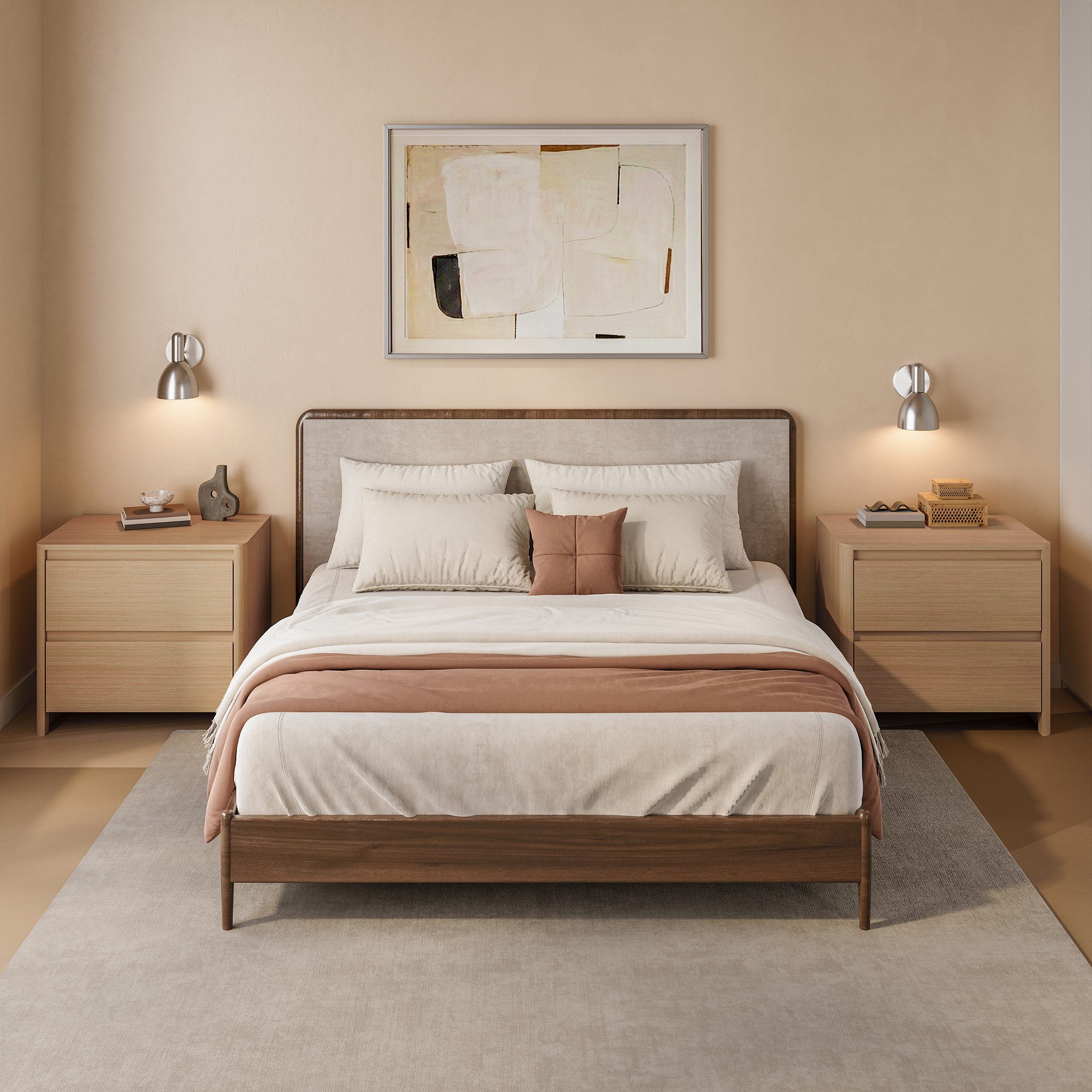 en.casa Nachtschrank (2-St) »Takranmaa« 2er Set mit 2 Schubladen 54 x 60 x 40 cm Eicheoptik – Bild 4 von 5