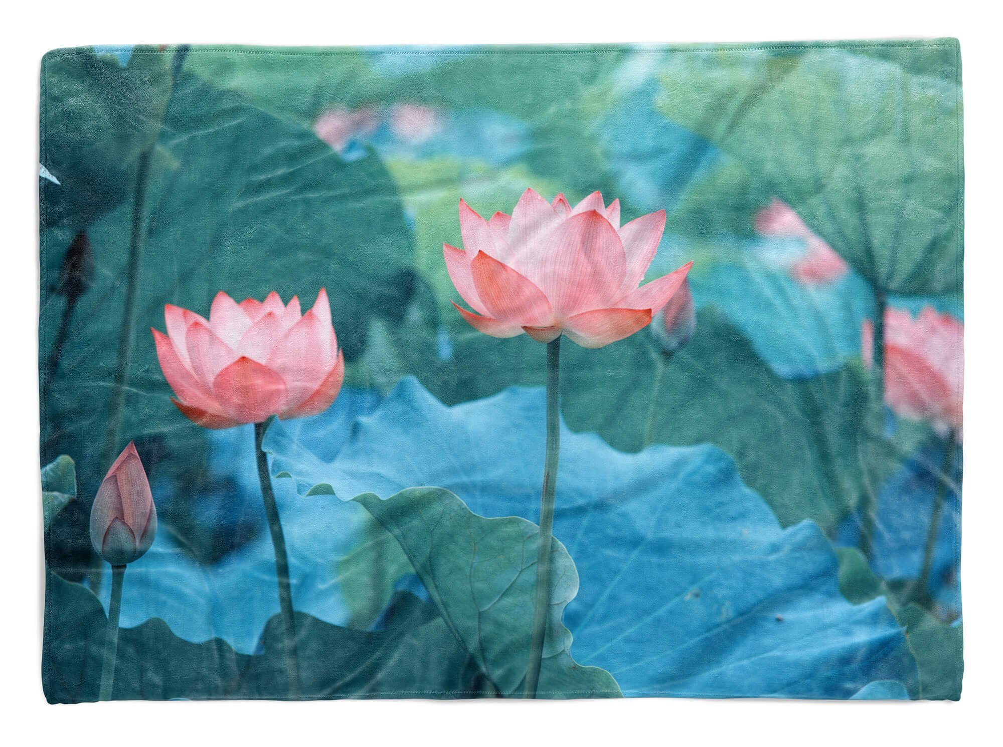 Sinus Art Handtücher Handtuch Strandhandtuch Saunatuch Kuscheldecke mit Fotomotiv Lotus Blumen Blüte, Baumwolle-Polyester-Mix (1-St), Handtuch