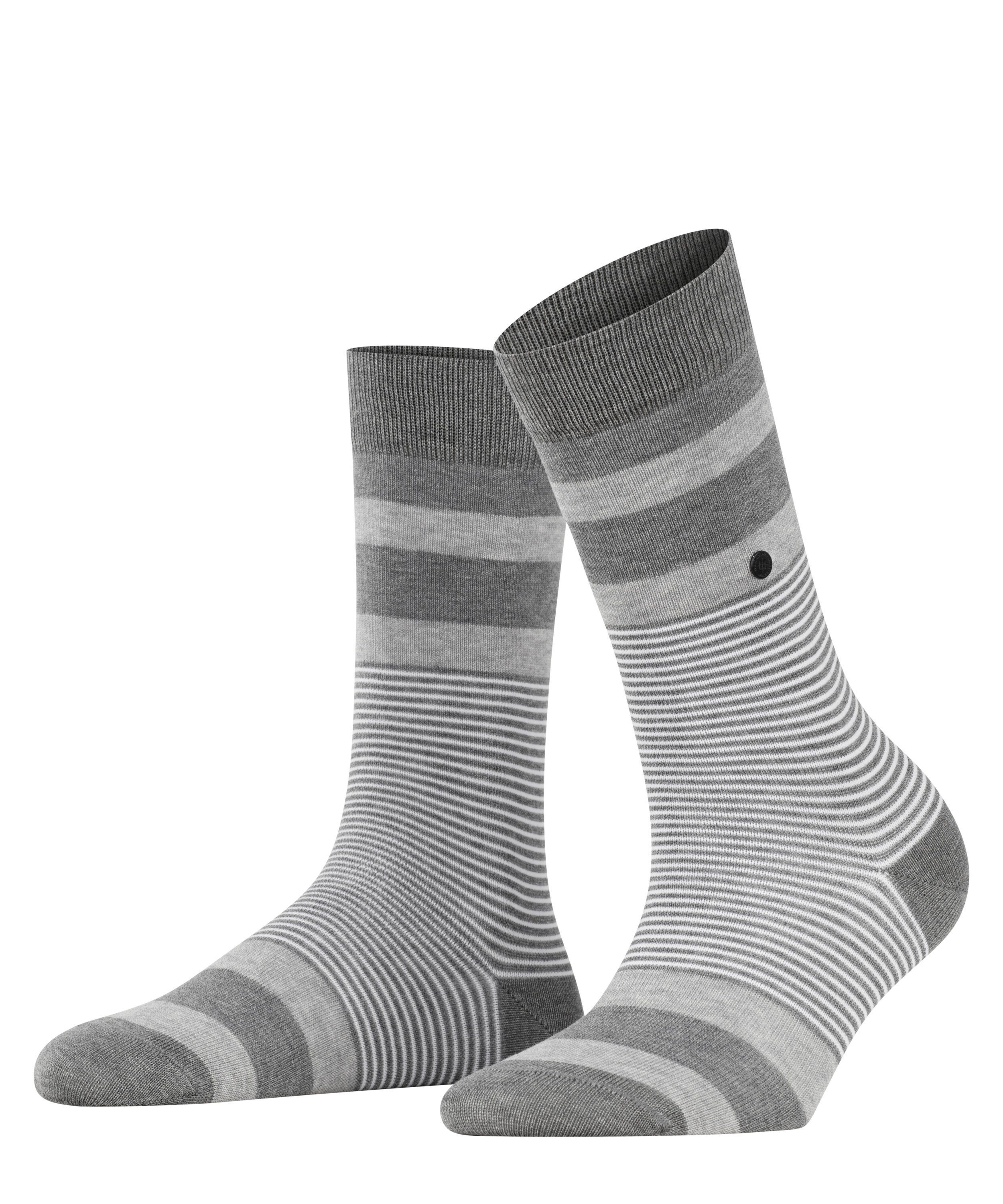 Burlington Socken Black Stripe (1-Paar) steel mel. (3165) | Socken