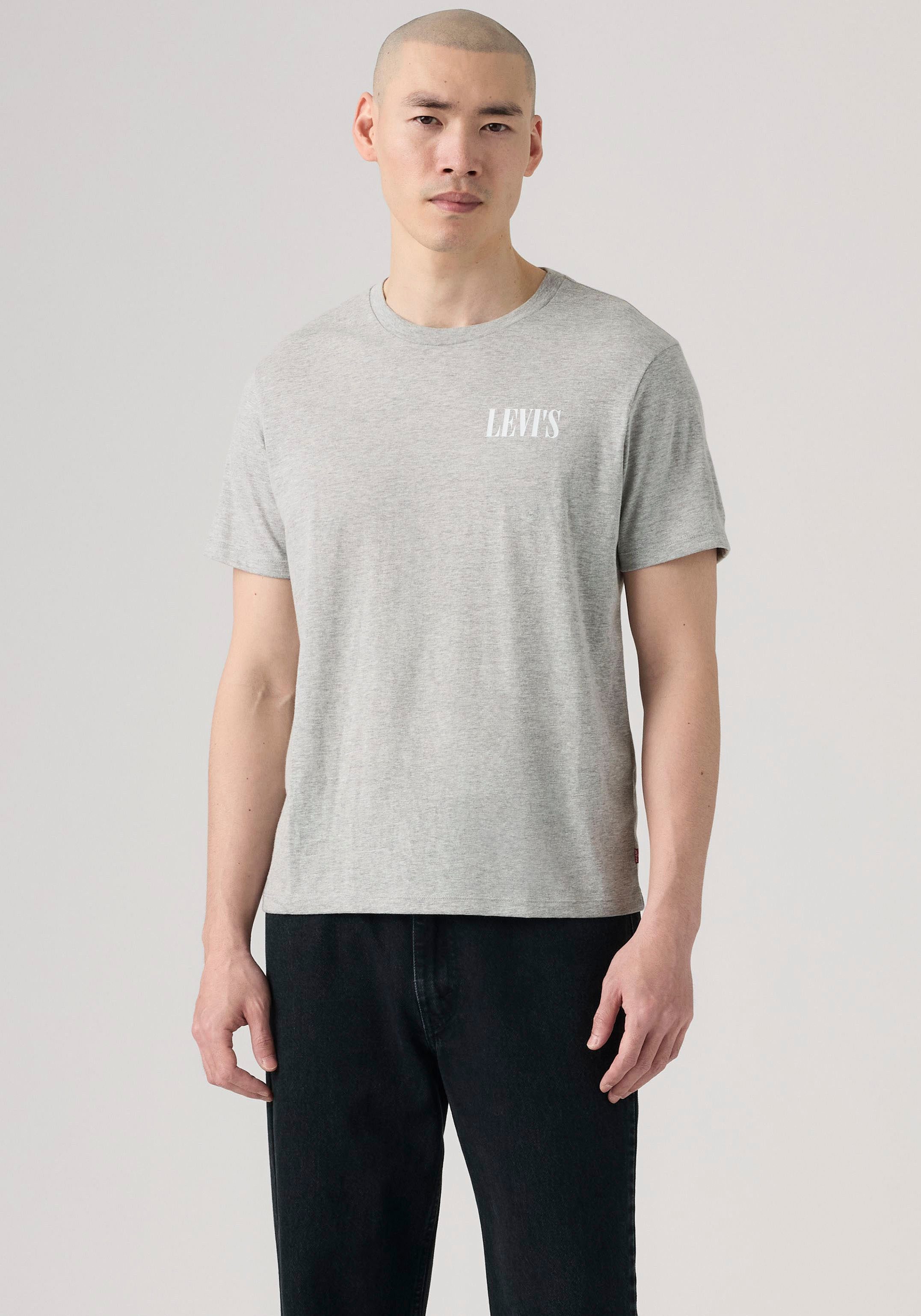 Levi's® T-Shirt GRAPHIC CREWNECK TEE Melierter Feinstrick, pflegeleichter Materialmix