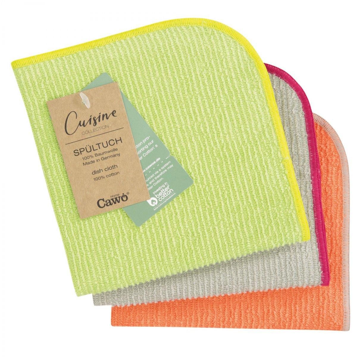 Cawö Reinigungsbürste Spültuch Trio Pistazie / Mandarine (30x30 cm) (3-teilig)
