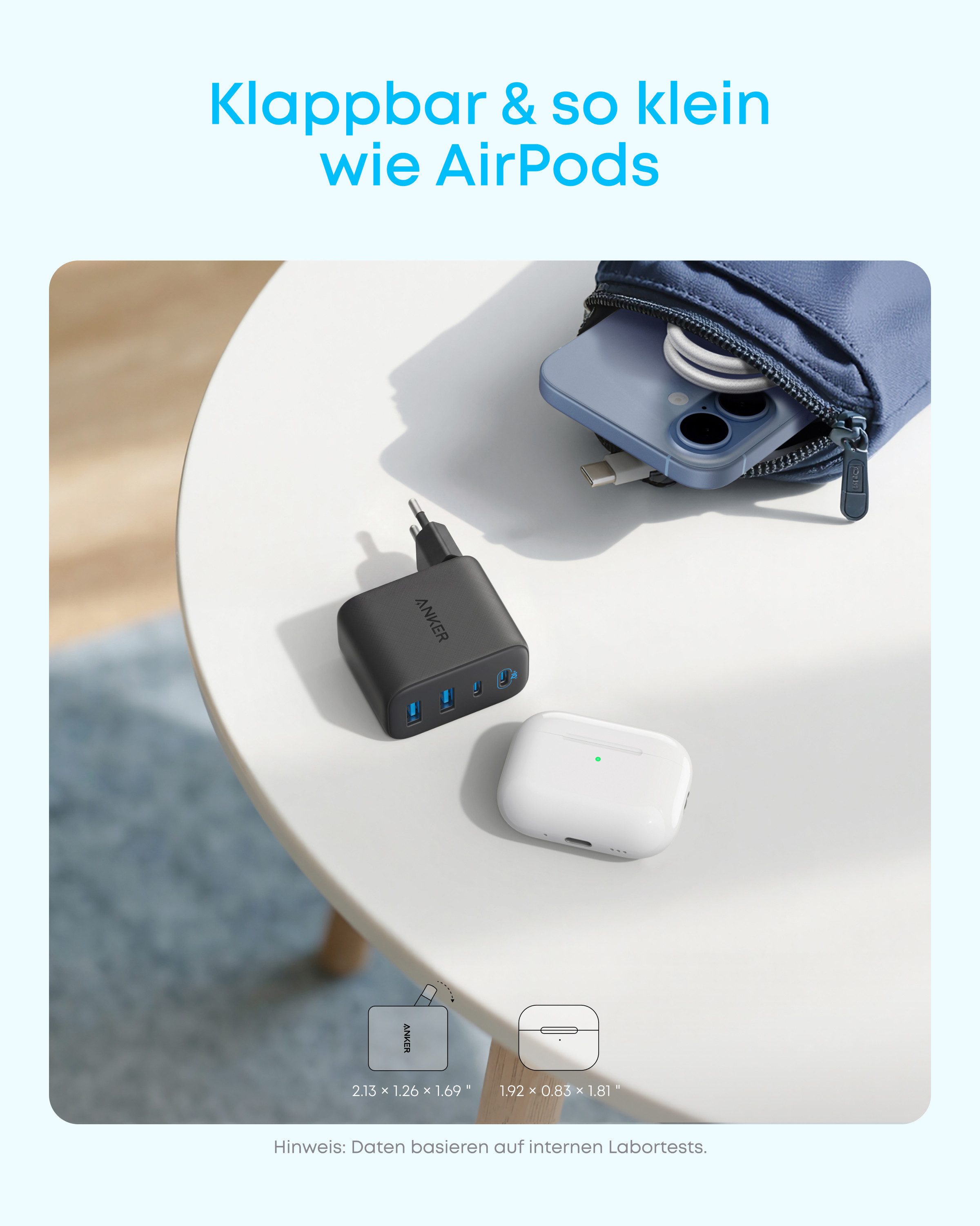 Anker Anker 50W USB C Ladegerät, 4-Port Netzteil mit 2 USB-C und 2 USB-A Smartphone-Ladegerät (Für iPhone 17 Pro Max/16/15/14/13-Serie, iPad, Pixel, Galaxy, Mac – Bild 5 von 5