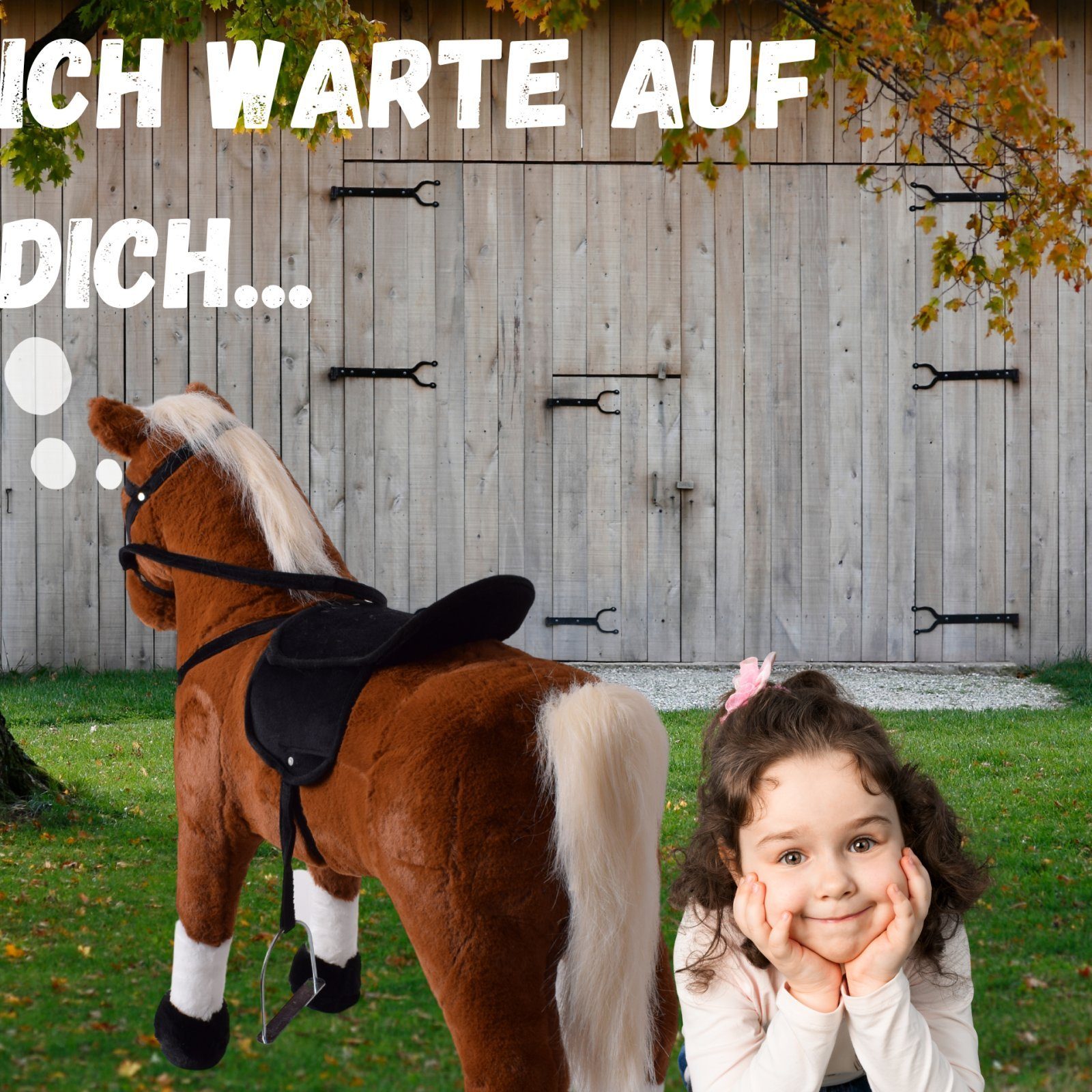 TE-Trend Reitpferd 70 cm Spielzeug Schaukelpferd Pferd zum Draufsitzen hellbraun, mit Soundmodul
