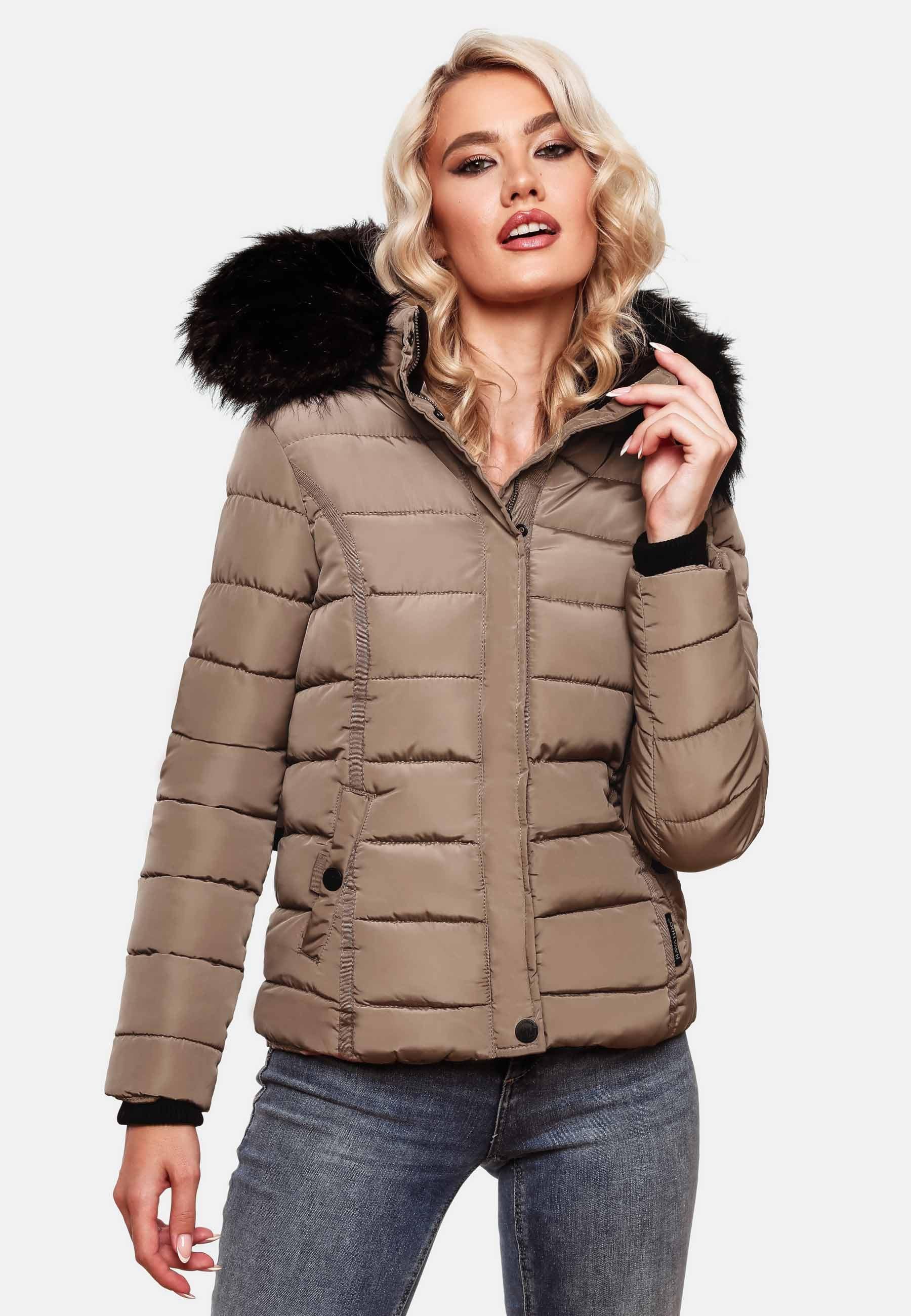 Miamor Steppjacke voluminöser m. Kunstpelz-Kapuze helltaupe hochwertige Navahoo Winterjacke