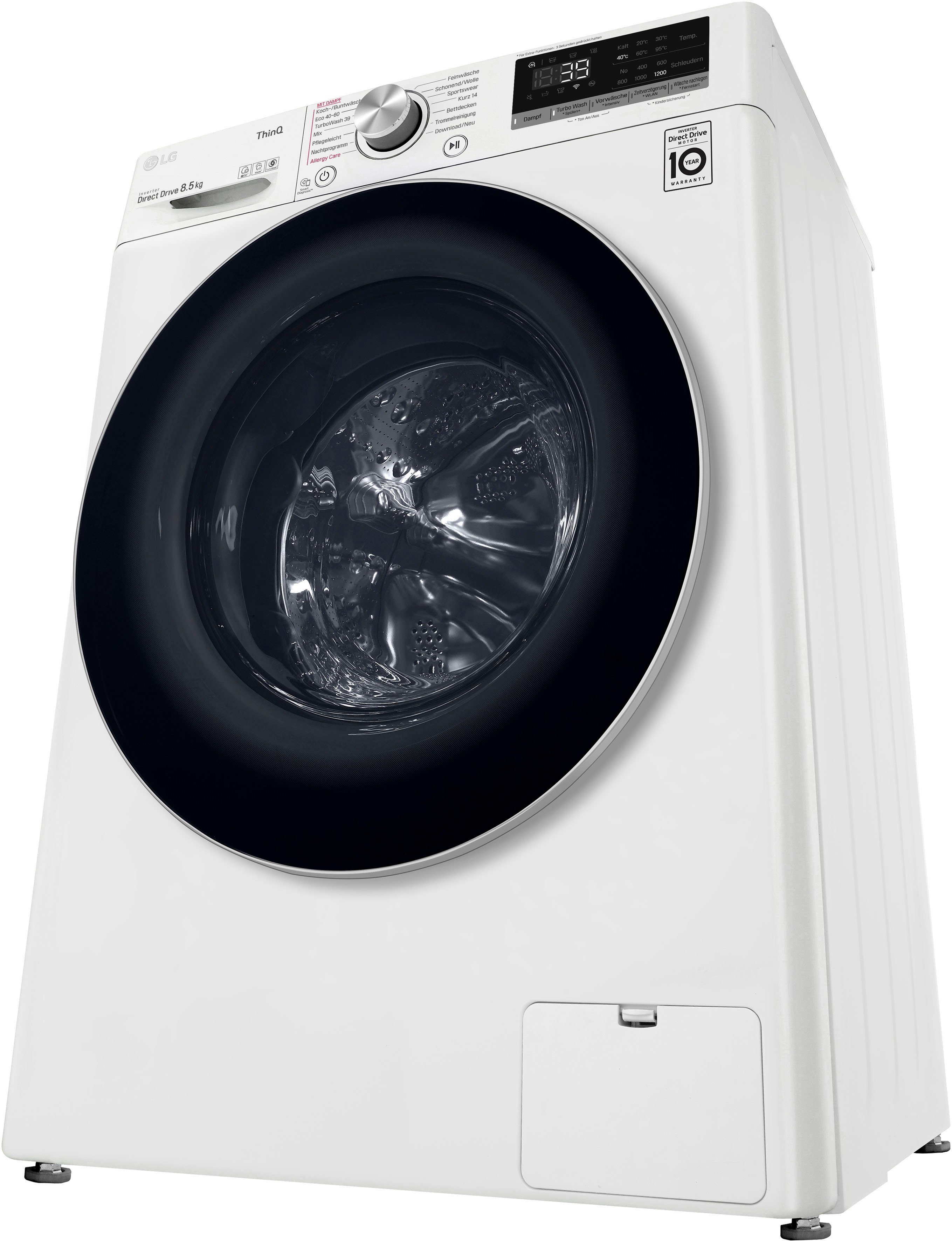 LG Waschmaschine F2V7SLIM8E, 8,5 kg, nur 39 Minuten TurboWash® U/min, - Waschen 1200 in