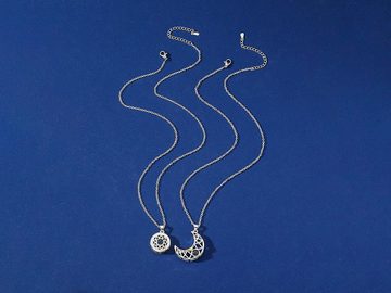 Eyecatcher Edelstahlkette Silberne Halskette mit Zirkonia Set kombinierbar