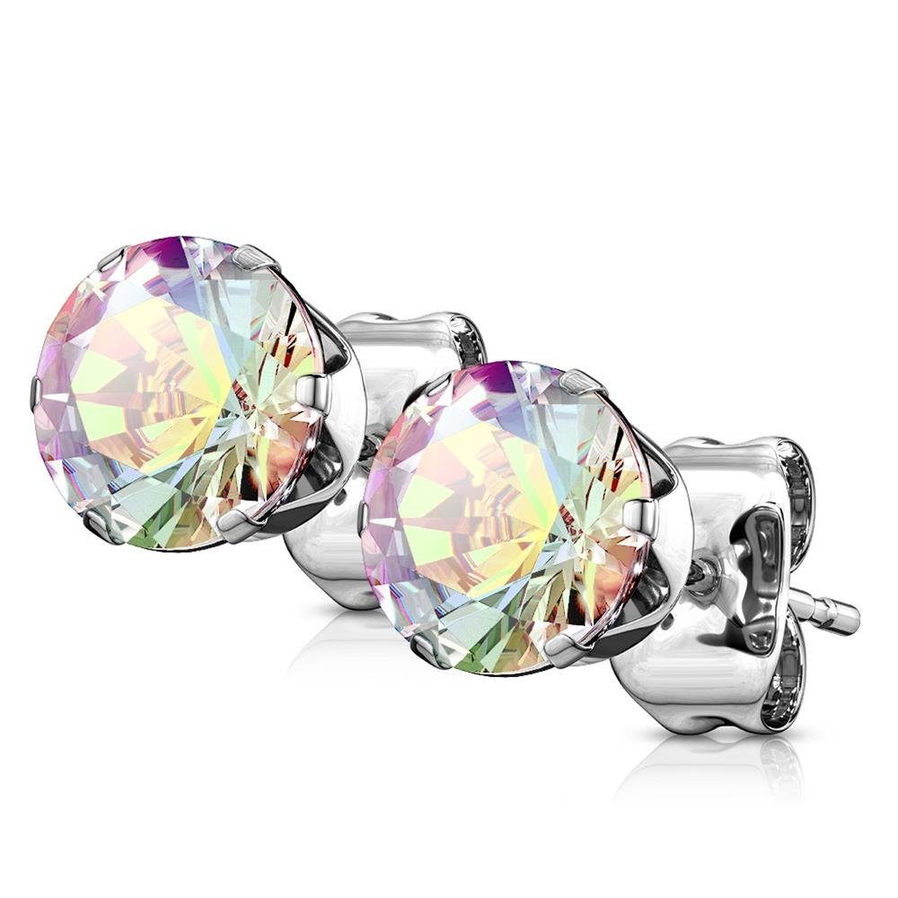 Ohrring-Set Regenbogen AB - Ohrstecker Zirkonia Silber aus Edelstahl Damen