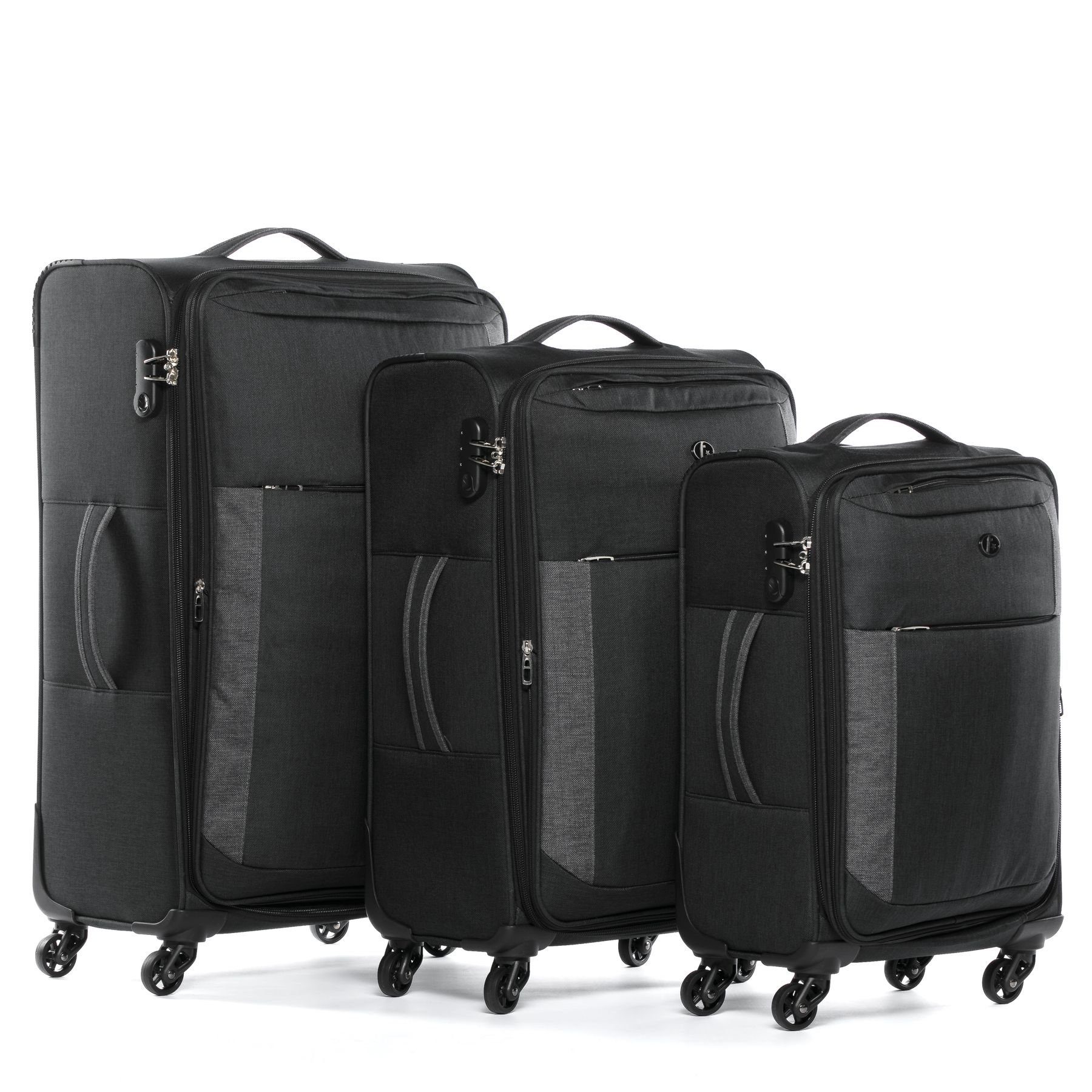 4 3er teilig Koffer Kofferset Rollkoffer Reisekoffer Saint-Tropez, Premium Set, 3 FERGÉ Trolley Weichschale erweiterbar Rollen,