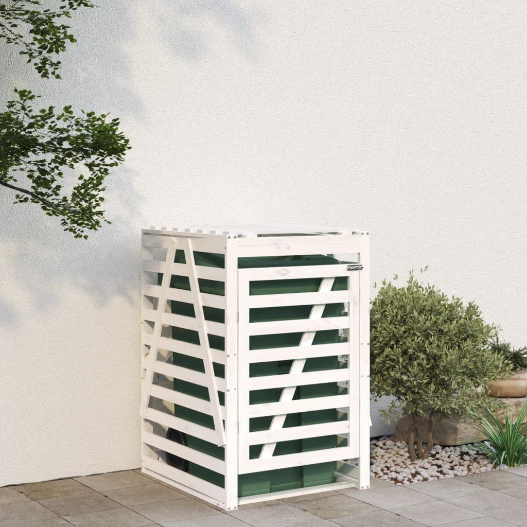 vidaXL Mülltonnenbox Mülltonnenbox Weiß 84x90x128,5 cm Massivholz Kiefer