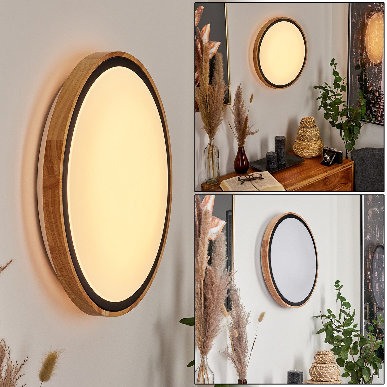 hofstein Deckenleuchte »Campertogno« Deckenlampe, Metall/Holz/Kunststoff, N günstig online kaufen