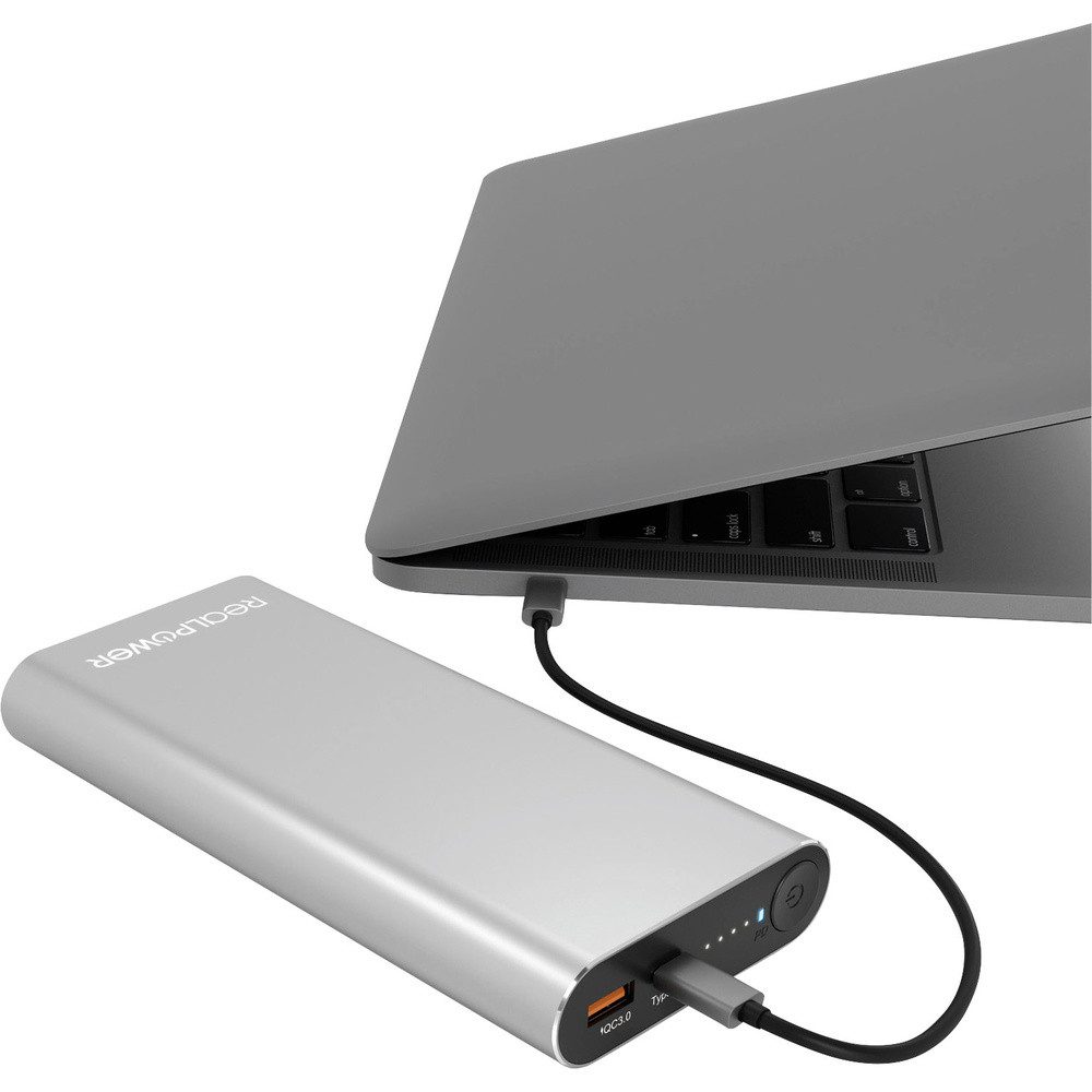 Realpower RealPower PB-20000 Powerbank 20000 mAh LiPo Silber Statusanzeige Powerbank 20000 mAh