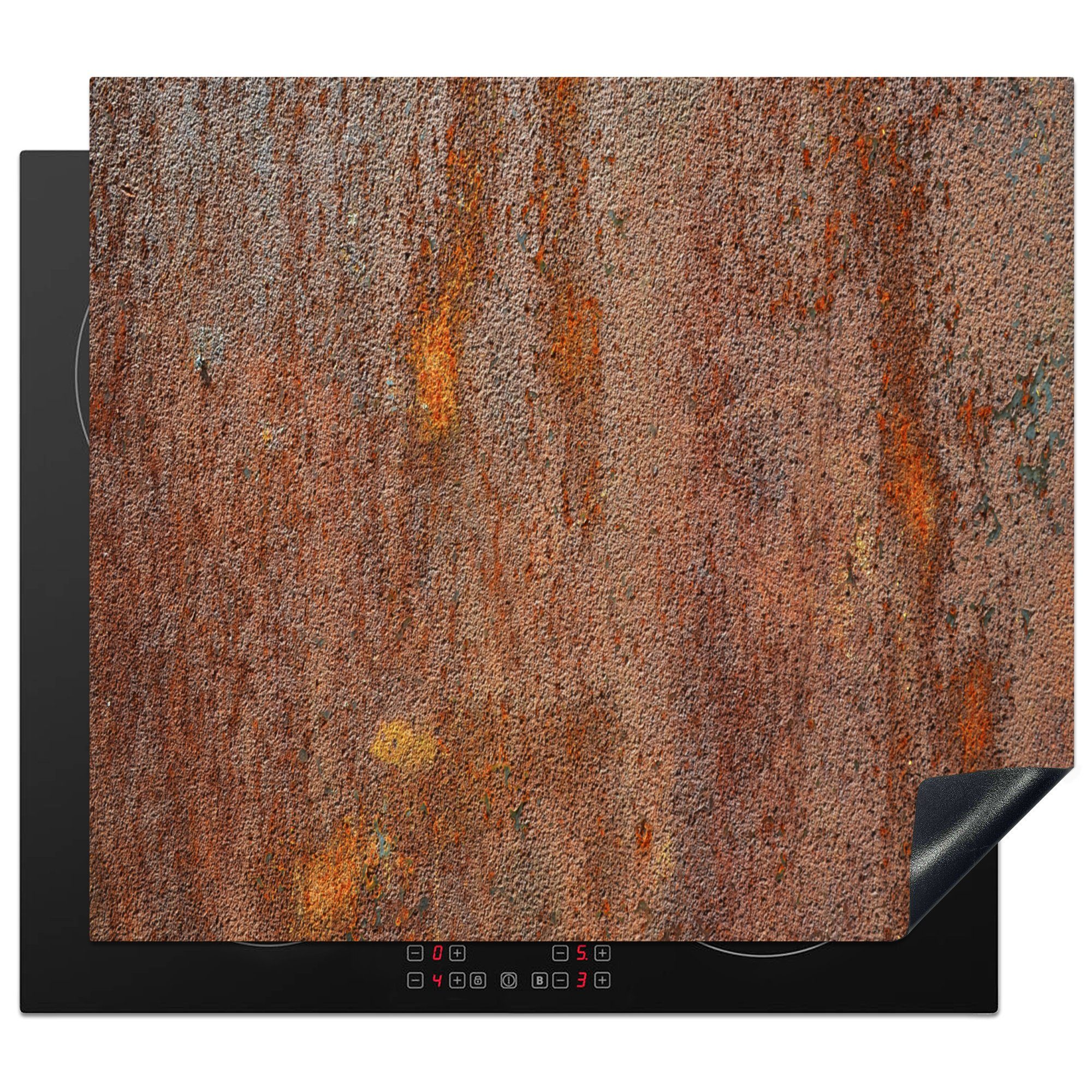 MuchoWow Herdblende-/Abdeckplatte Eisen - Rost - Industrie - Stahl, Vinyl, (1 tlg), 57x51 cm, Induktionsschutz, Induktionskochfeld, Ceranfeldabdeckung