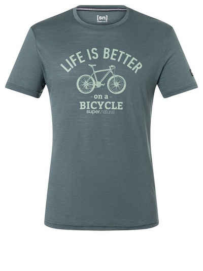 SUPER.NATURAL T-Shirt für Herren aus Merino M BETTER BIKE TEE mit coolem Fahrrad Motiv