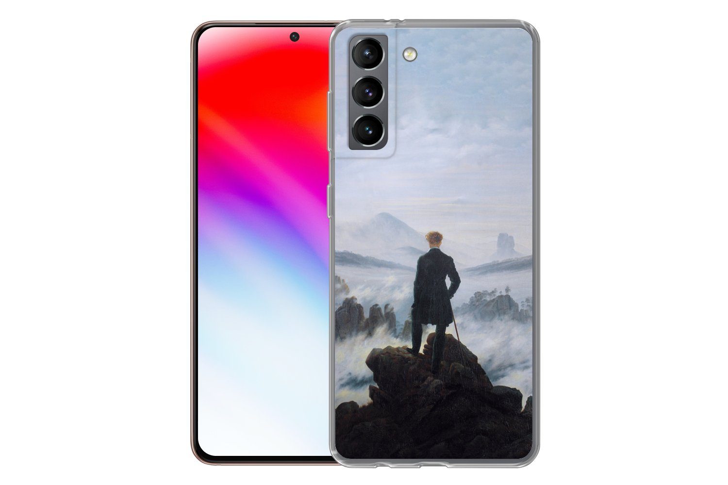 MuchoWow Handyhülle für Samsung Galaxy S21 Der Wanderer über dem Nebelmeer - Caspar David, Phone Case, Silikon, Schutzhülle Dünn