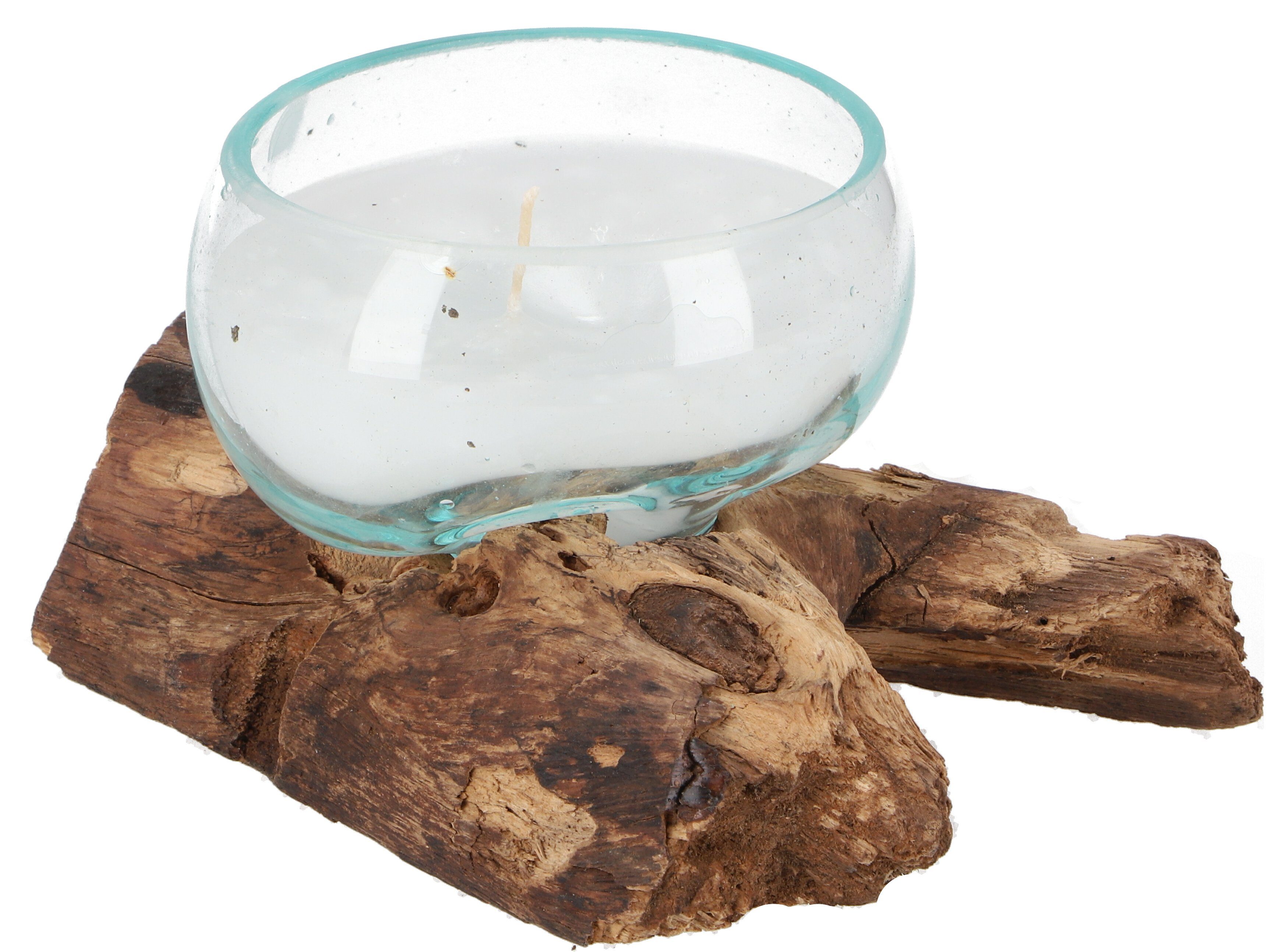 Guru-Shop Windlicht Wurzelholzvase mit Kerze, Teelichtglas günstig online kaufen