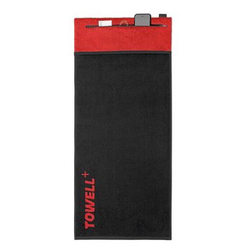 Stryve Sporthandtuch Towell + Handtuch mit Tasche und Magnetclip, Rot/Schwarz