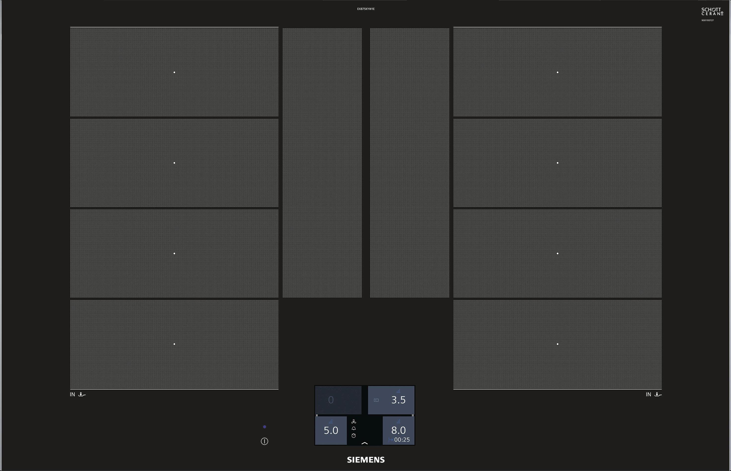 SIEMENS Flex-Induktions-Kochfeld von SCHOTT CERAN® EX875KYW1E, mit cookConnect-System