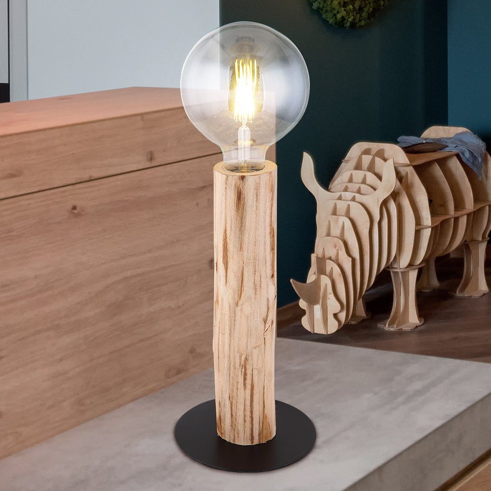 LED nicht etc-shop Lampe Tischlampe Vintage inklusive, natur Wohnzimmer Leuchtmittel Holzleuchte Tischleuchte,