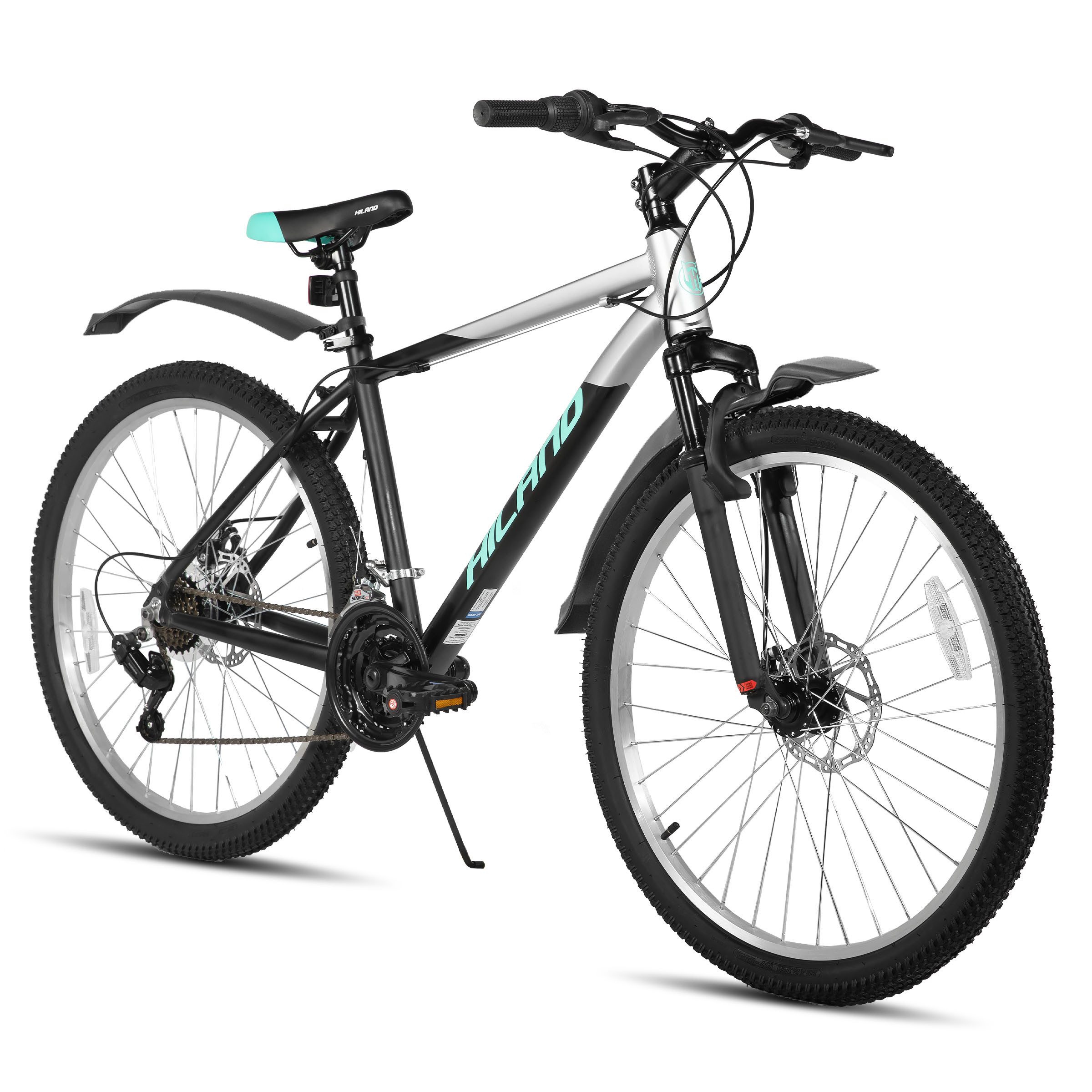 HILAND Mountainbike 26 Zoll Herren-Mountainbike,MTB Fahrrad für Erwachsene, 18-Gang, Federgabel, Aluminiumrahmen, Mechanische Scheibenbremsen