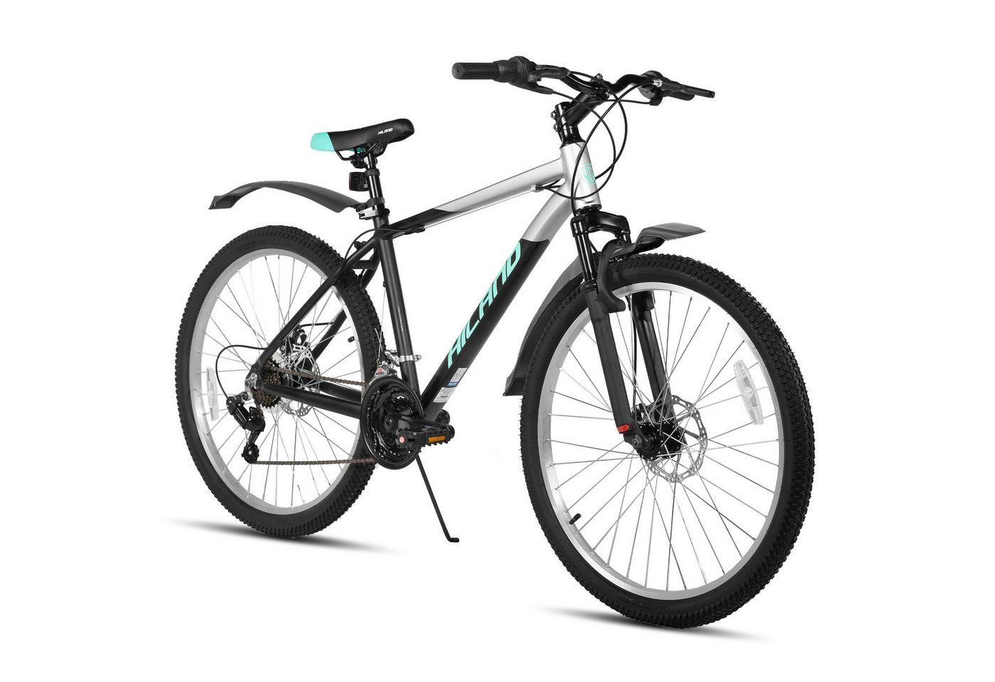 HILAND Mountainbike 26/27.5/29 Zoll MTB H200 Aluminium Fahrrad mit Doppelscheibenbremsen, 18-Gang, Federgabel, Aluminiumrahmen, Mechanische Scheibenbremsen