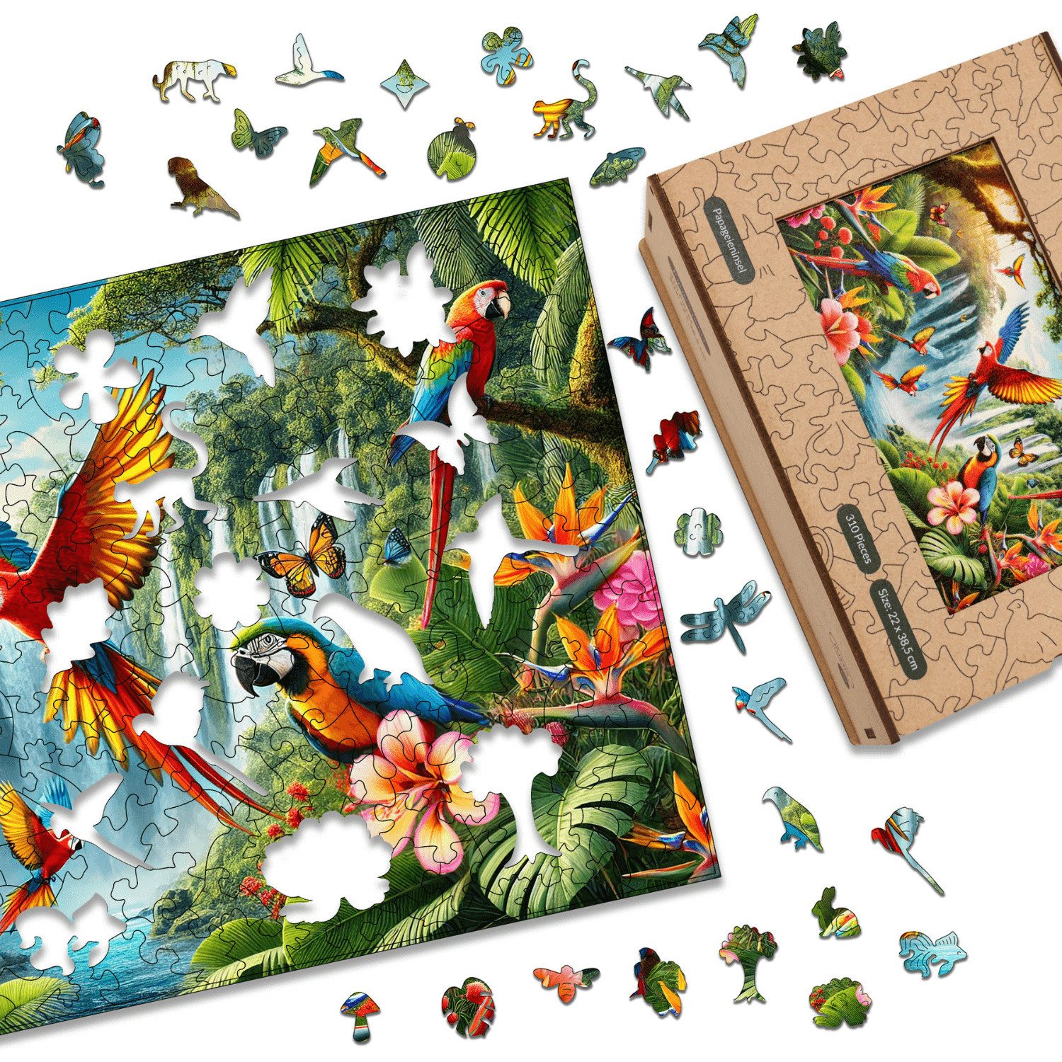 MagicHolz Puzzle Papageieninsel Holzpuzzle (2D), 310 Puzzleteile