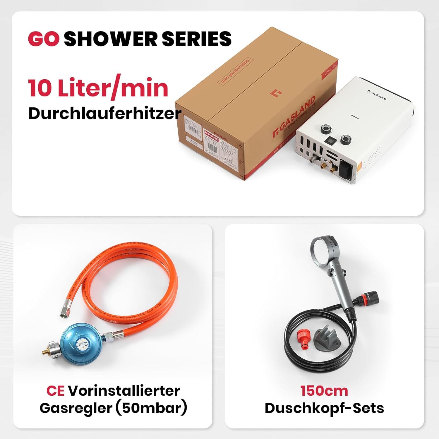 GASLAND Durchlauferhitzer Go Shower Series Durchlauferhitzer G10, Ultraflacher 10L Gas-Warmwasserbereiter für Camping & Outdoor, 50mbar – Bild 4 von 5