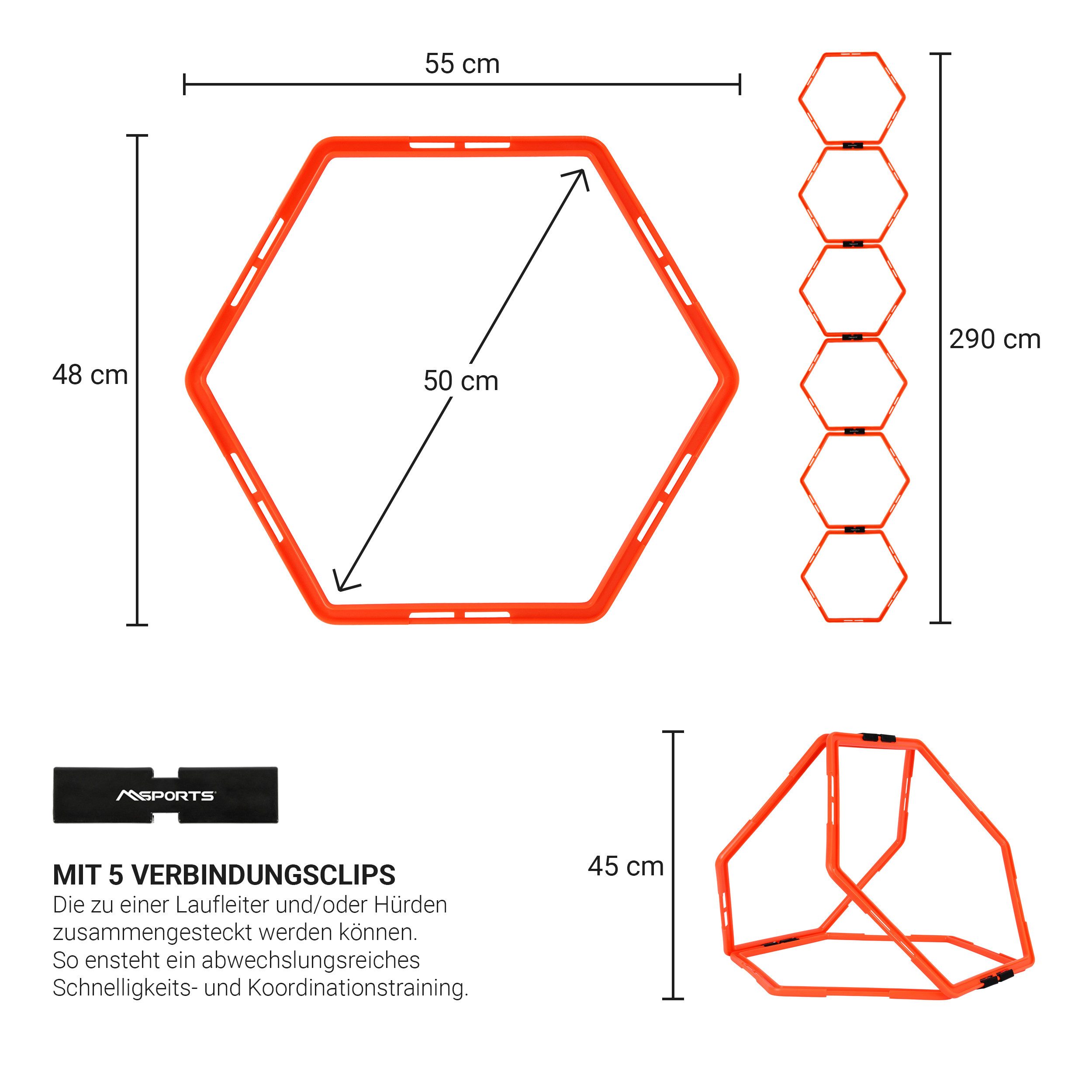 MSports® Koordinationsleiter Koordinationsleiter Sprossen Fußball Trainings-Leiter 3m