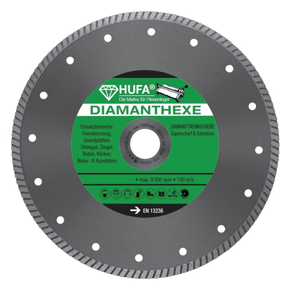 Hufa Diamanttrennscheibe Hufa Fliesenschneider Fliesen Diamanthexe-scheibe Ø 180mm, Ø 180 mm, Distanzring auf Ø 22.2mm