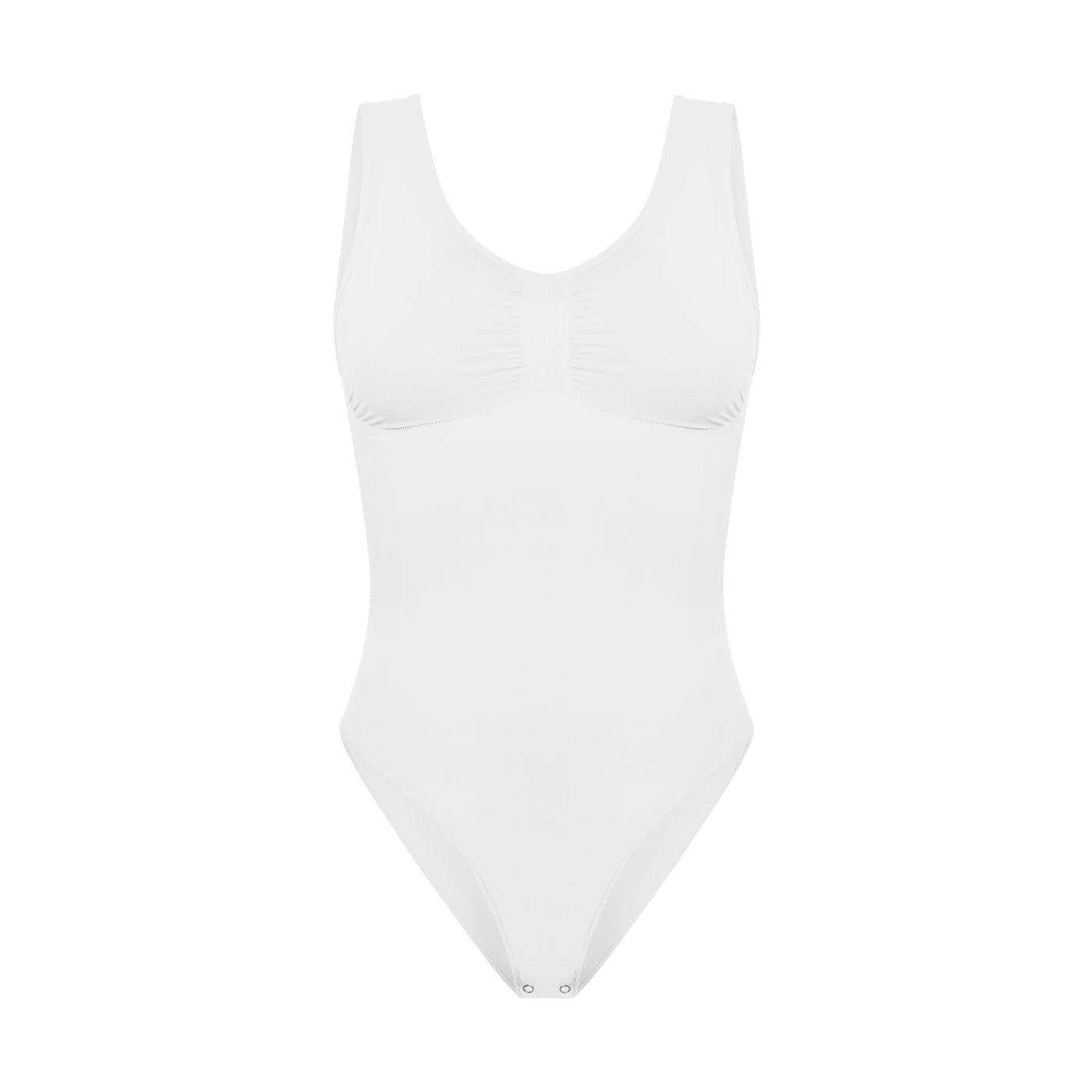 cfab (creamy fabrics) Miederbody Tank Bodysuit Sculpting Shapewear mit Slip-Weiß-3XL (1-tlg) Figurformend
