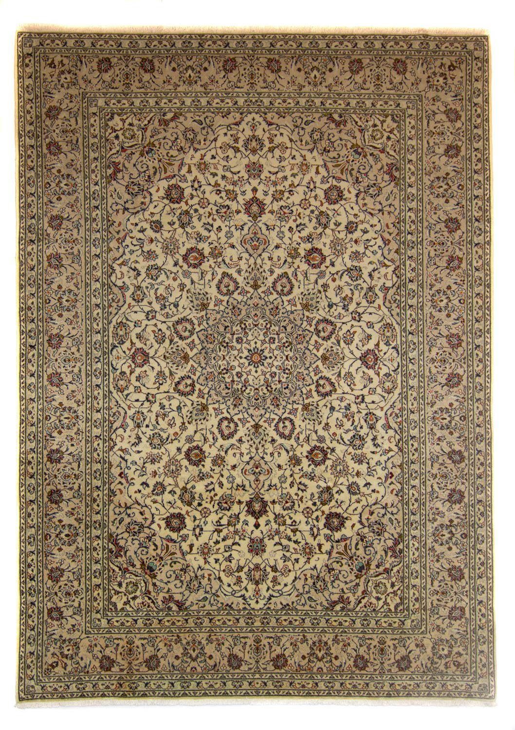 Wollteppich Keshan Medaillon Marrone chiaro 347 x 253 cm, morgenland, rechteckig, Höhe: 10 mm, Unikat mit Zertifikat