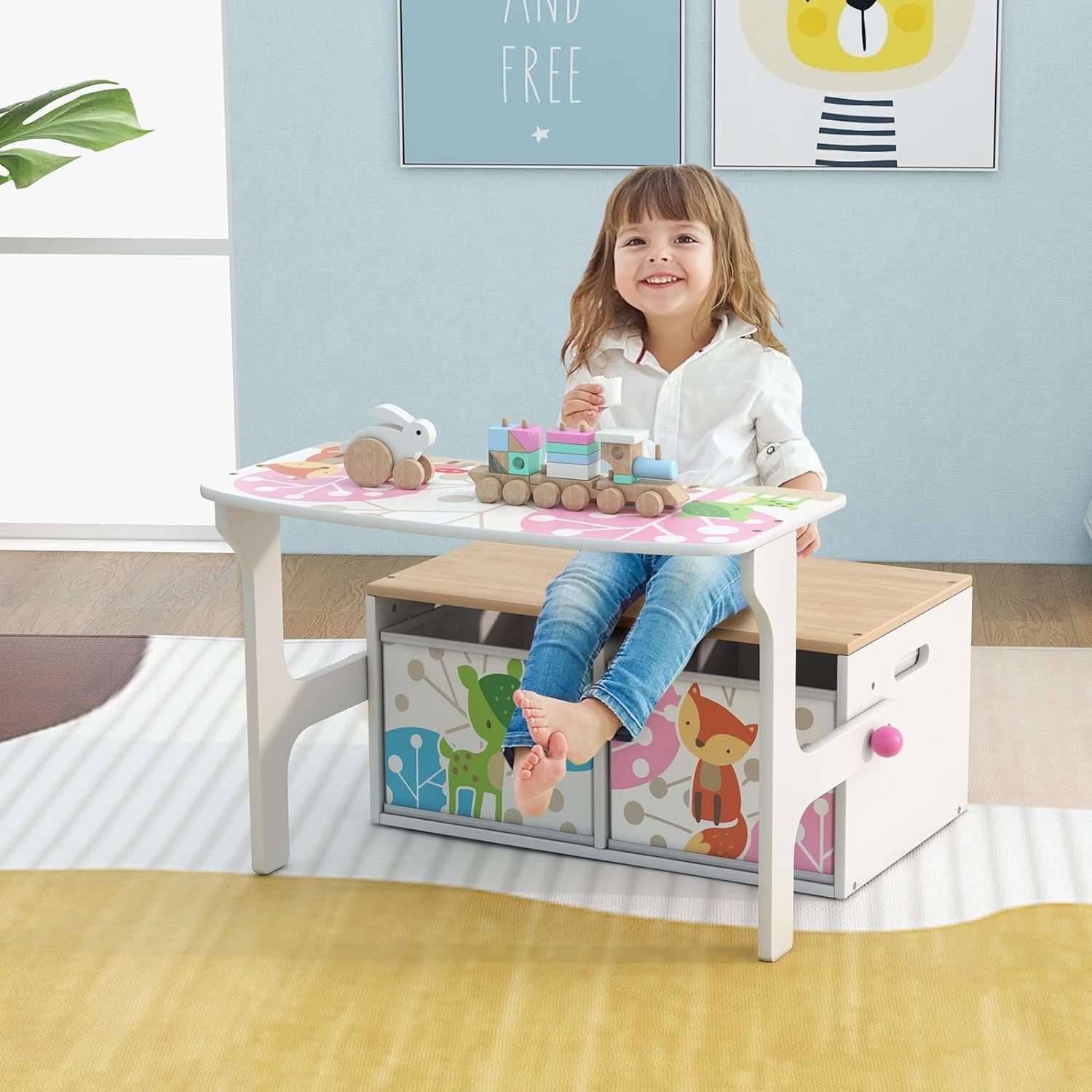 KOMFOTTEU Kindertisch, 3 in 1 Kinderbank, günstig online kaufen